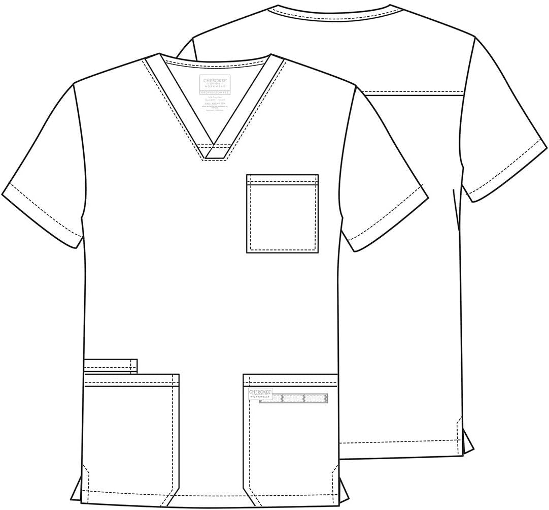 Men'S V-Neck Top Traditional Fit with 4 Pockets, Ultra Soft, Durable, Fade Resistant, 2-Way Stretch Fabric - WW695