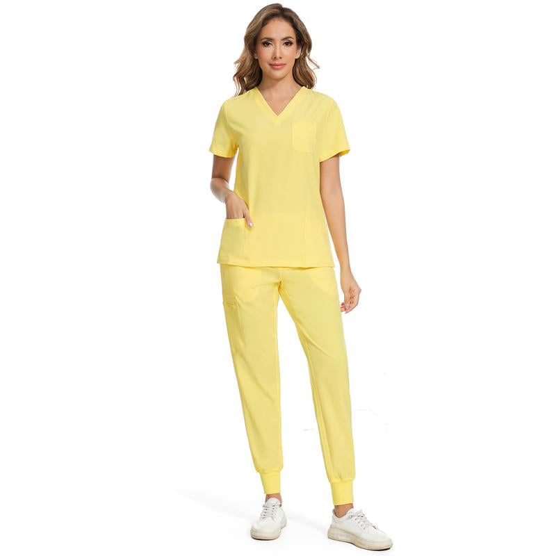 Cozyfit Scrubs for Women Luna Vital Set - Stretch V-Neck Scrub Top & Jogger Pant with 8 Pockets Clothes Workwear Womenswear Comfort