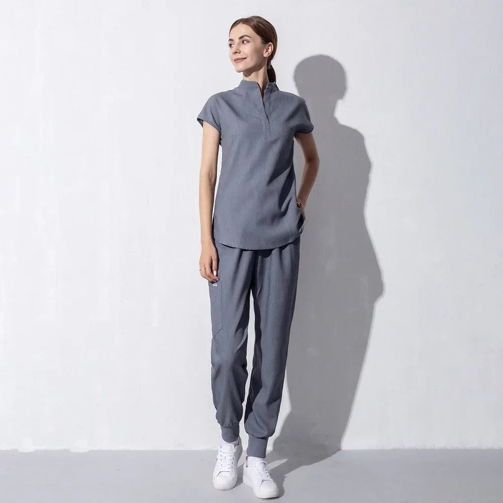 Fashion Women Workwear Scrub Tops+Pant Medical Uniform Surgery Scrubs Shirt Short Sleeve Pet Shop Doctor Nurse Nursing Uniform