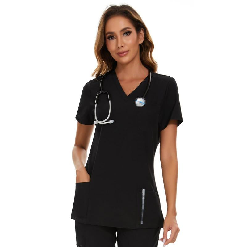 COZYFIT Scrub Tops for Woman - Soft Stretch, V-Neck Top Scrubs with 3 Pockets, Easy Care for Women