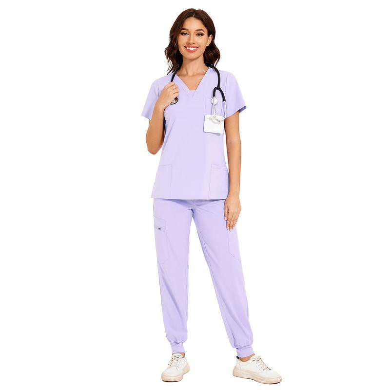 COZYFIT Scrubs for Women Nova Vital Set - V-Neck Top & Cargo Pants with 10 Pockets