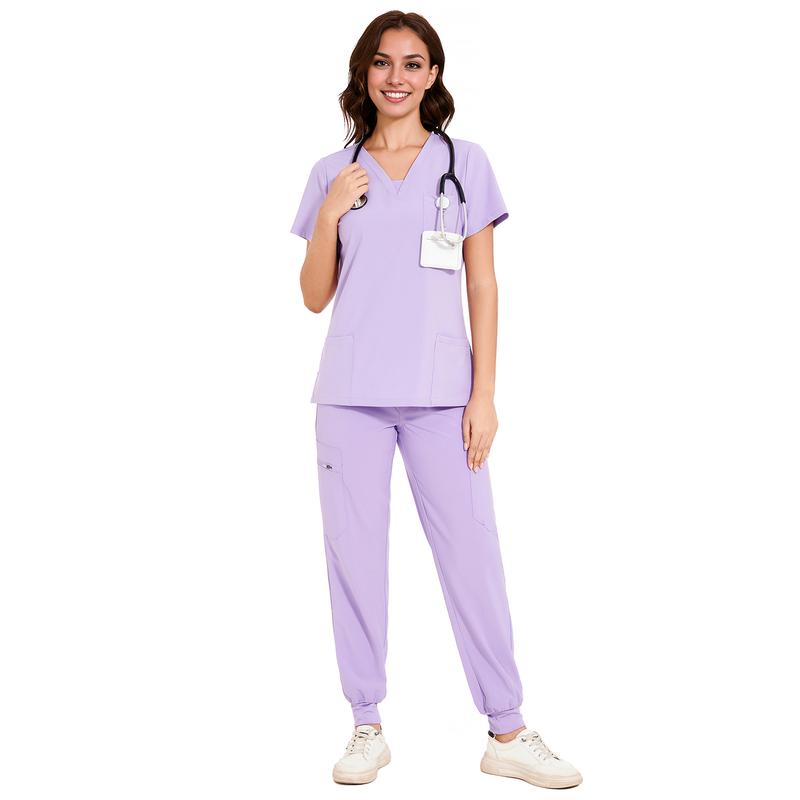 COZYFIT Scrubs for Women Nova Vital Set - V-Neck Top & Cargo Pants with 10 Pockets