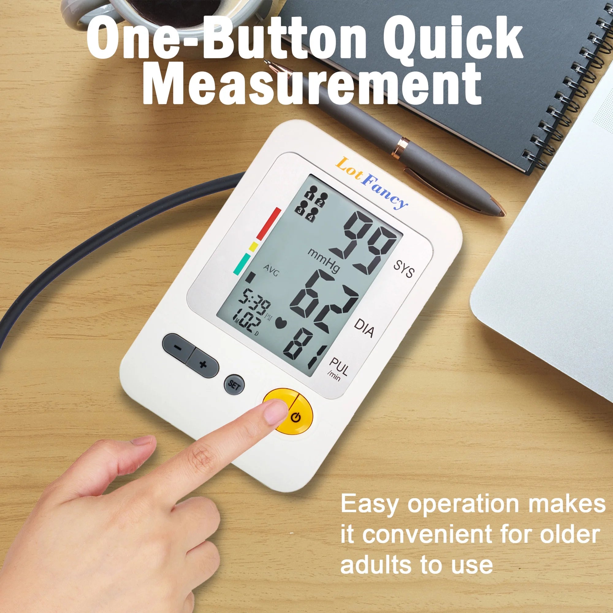 Arm Blood Pressure Monitor with Adaptor and Large Cuff, BP Digital Machine for Home Use