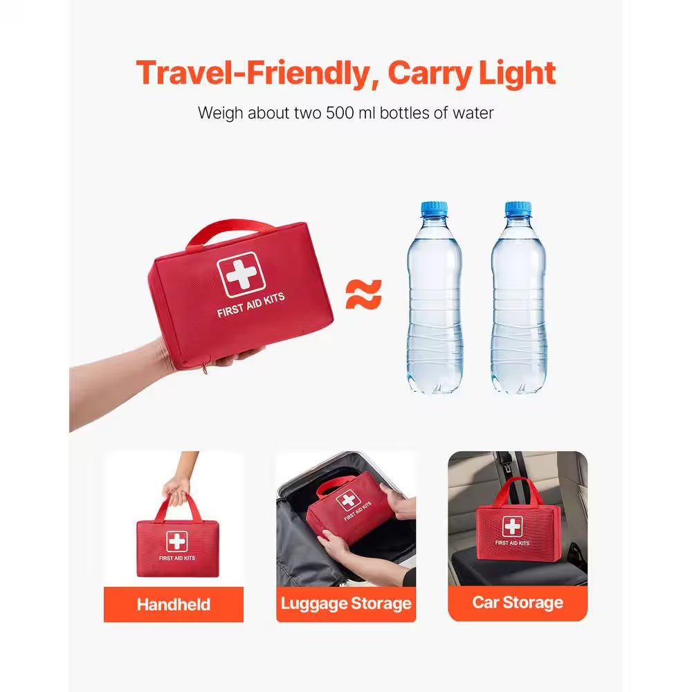 First Aid Kit, 500 Pcs 600D Nylon Large Survival First Aid Bag, Emergency Medical Supplies