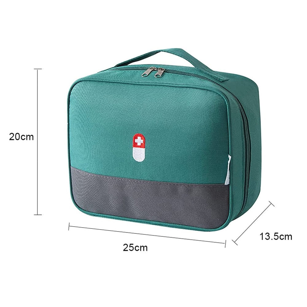 Zippered First Aid Bag Medication Organizer Emergency Empty Pouch Carrier with Oxford Cloth Travel Medicine Pill Case with Handle Medical Embroidered Bags锛圖Oes Not Contain Medical Supplies锛?Active