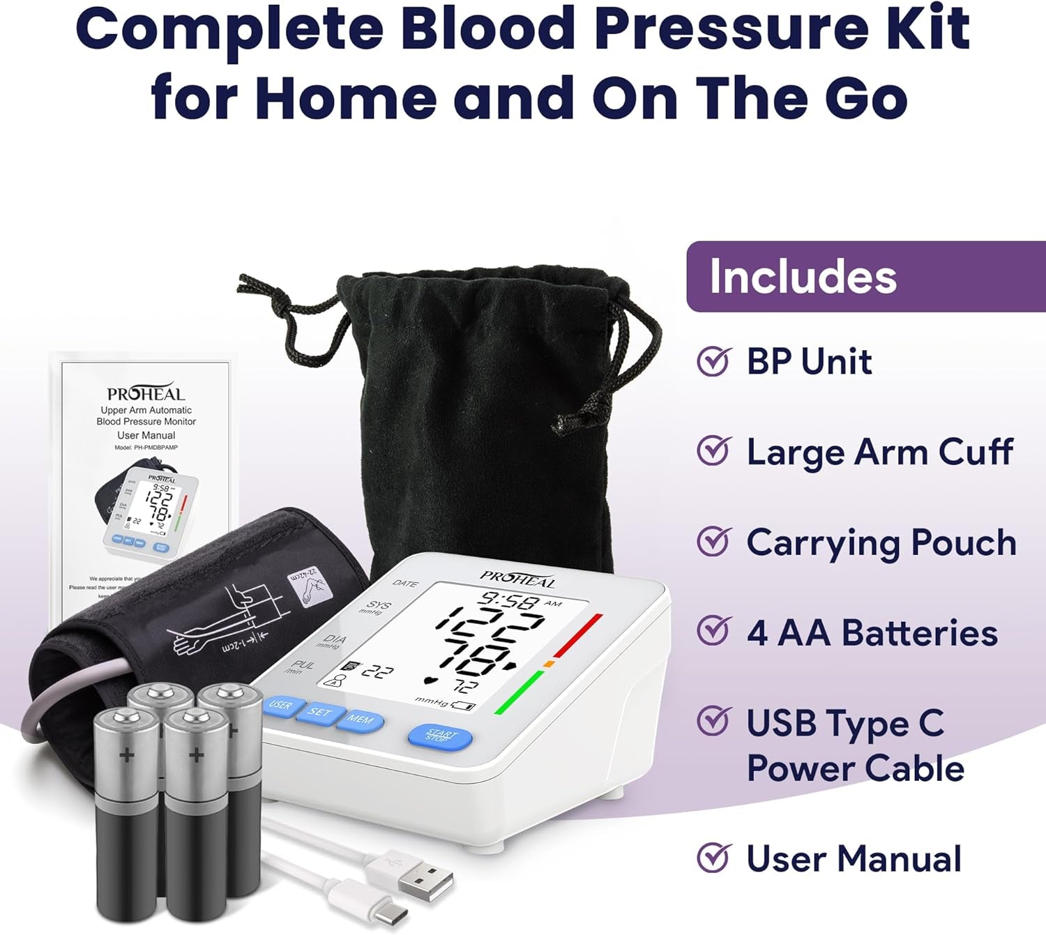 Blood Pressure Monitor for Home Use with Large Upper Arm Cuff - Automatic Talkin