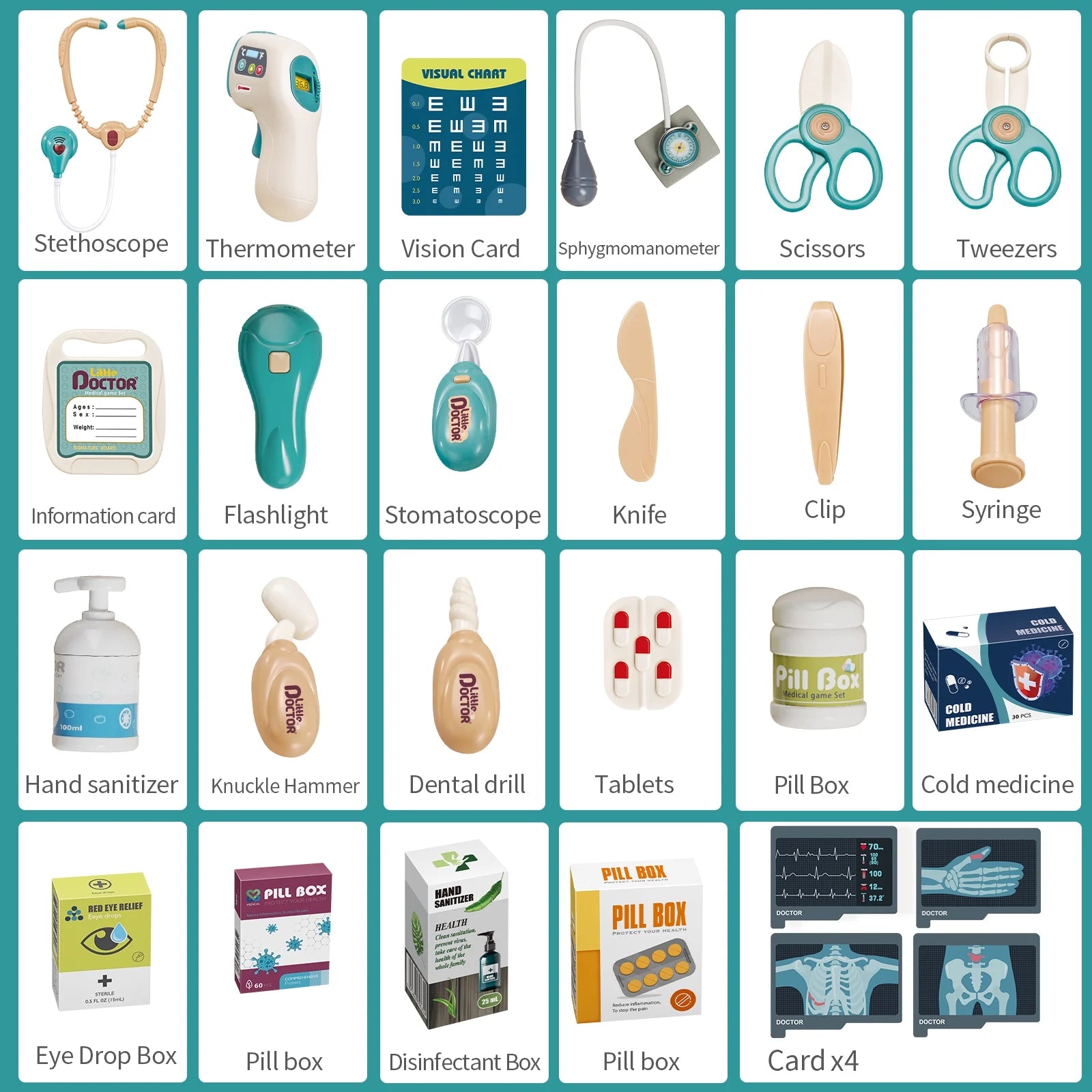 Doctor Play Set,28Pcs Pretend Play Doctor Kit for Kids,Pretend Medical Station Set Toy with Sound and Light Functions for Toddlers 3-5