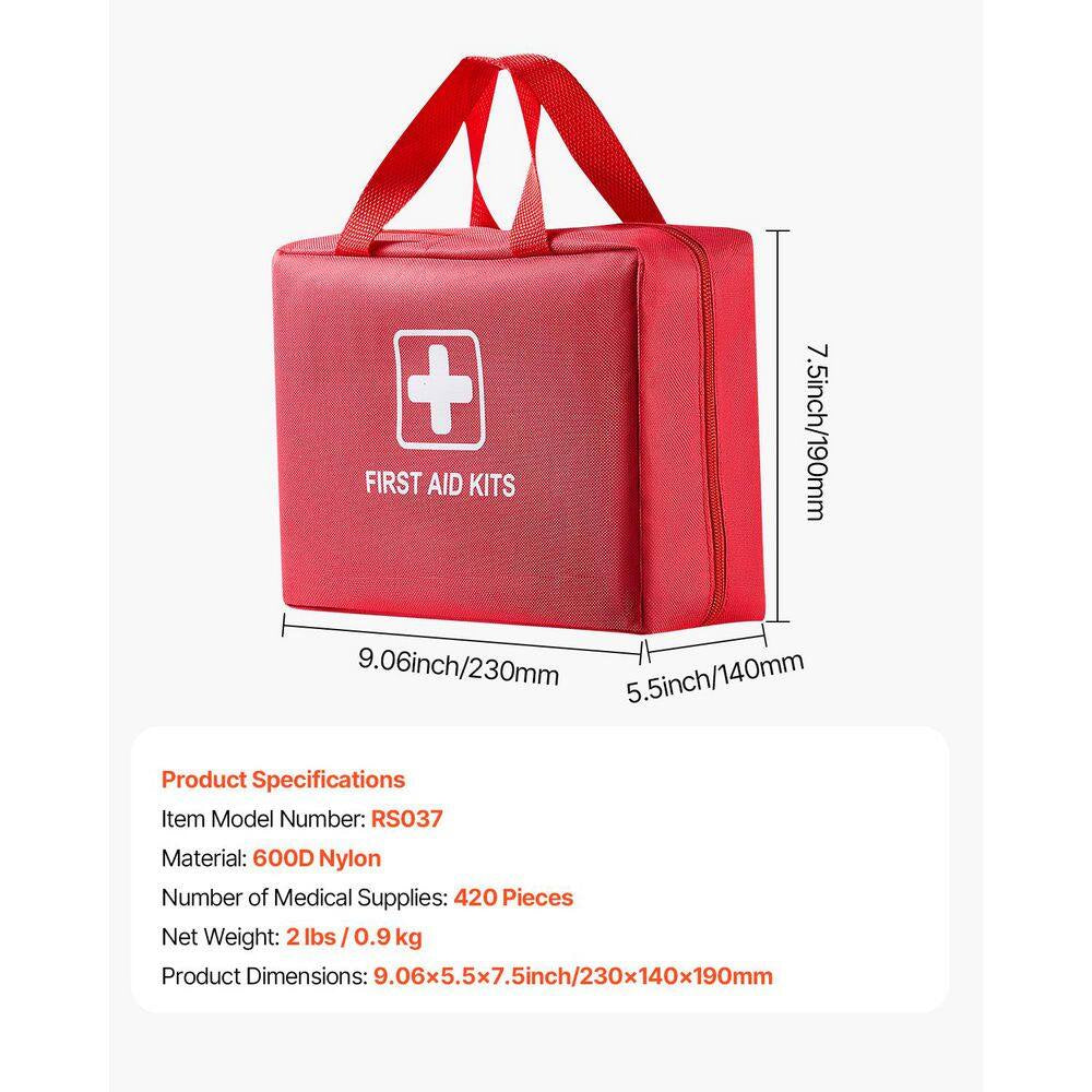 First Aid Kit 420 Pcs 600D Nylon Large Survival First Aid Bag Emergency Medical Supplies