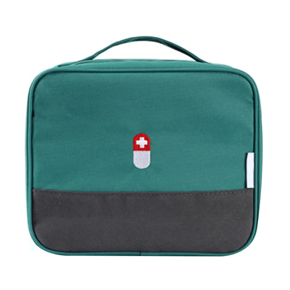 Zippered First Aid Bag Medication Organizer Emergency Empty Pouch Carrier with Oxford Cloth Travel Medicine Pill Case with Handle Medical Embroidered Bags锛圖Oes Not Contain Medical Supplies锛?Active