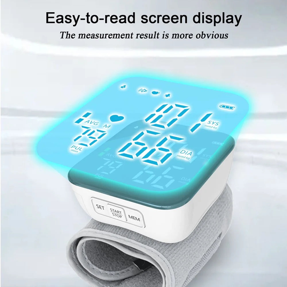 Automatic Wrist Blood Pressure Monitor, Adjustable Wrist Cuff, Portable BP Cuff Accurate Digital Heart Rate Monitor, Large LCD Talking BP Monitor for Home Travel