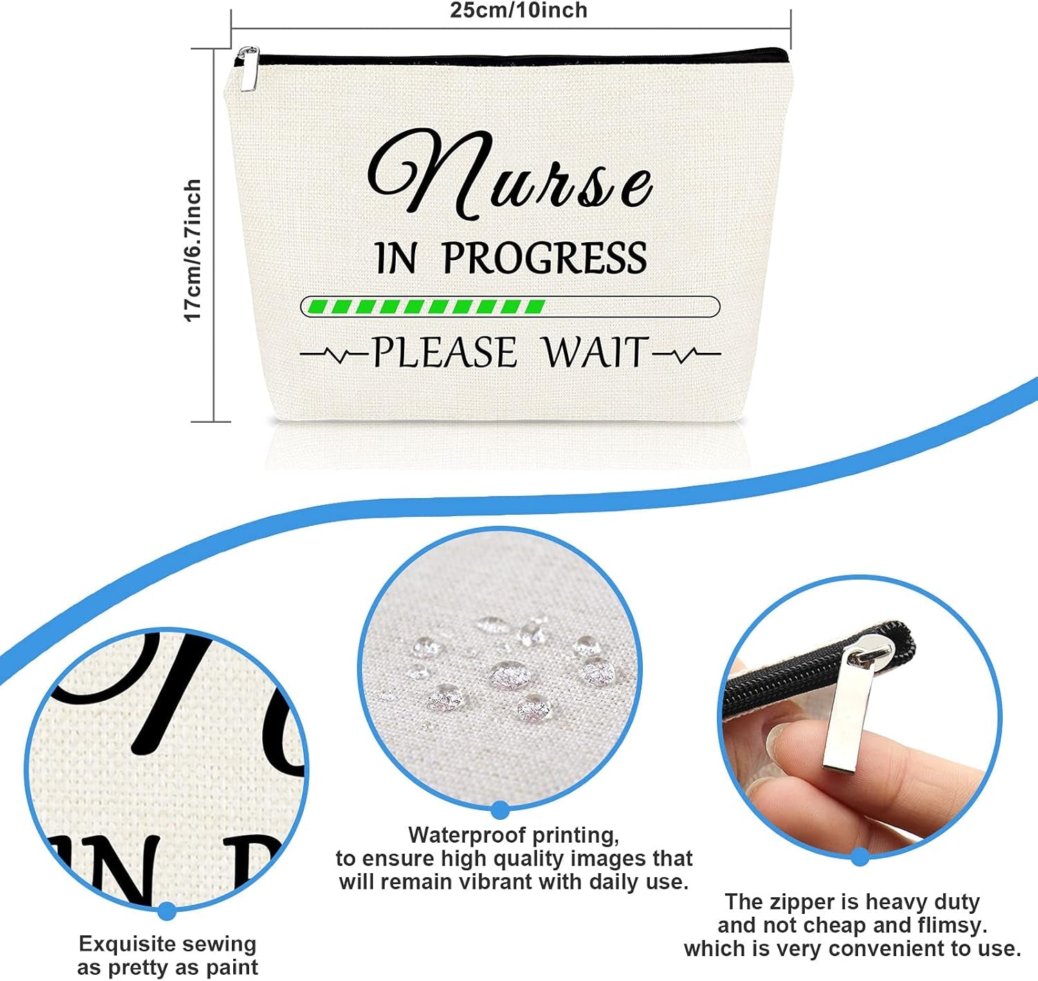 Nurse Appreciation Gift Makeup Bag RN Cosmetic Bag Graduation Nurses' Week Birthday Gift for Nursing School Student Women Coworker Sister Nurse Practitioner Present Travel Zipper Toiletries Pouch