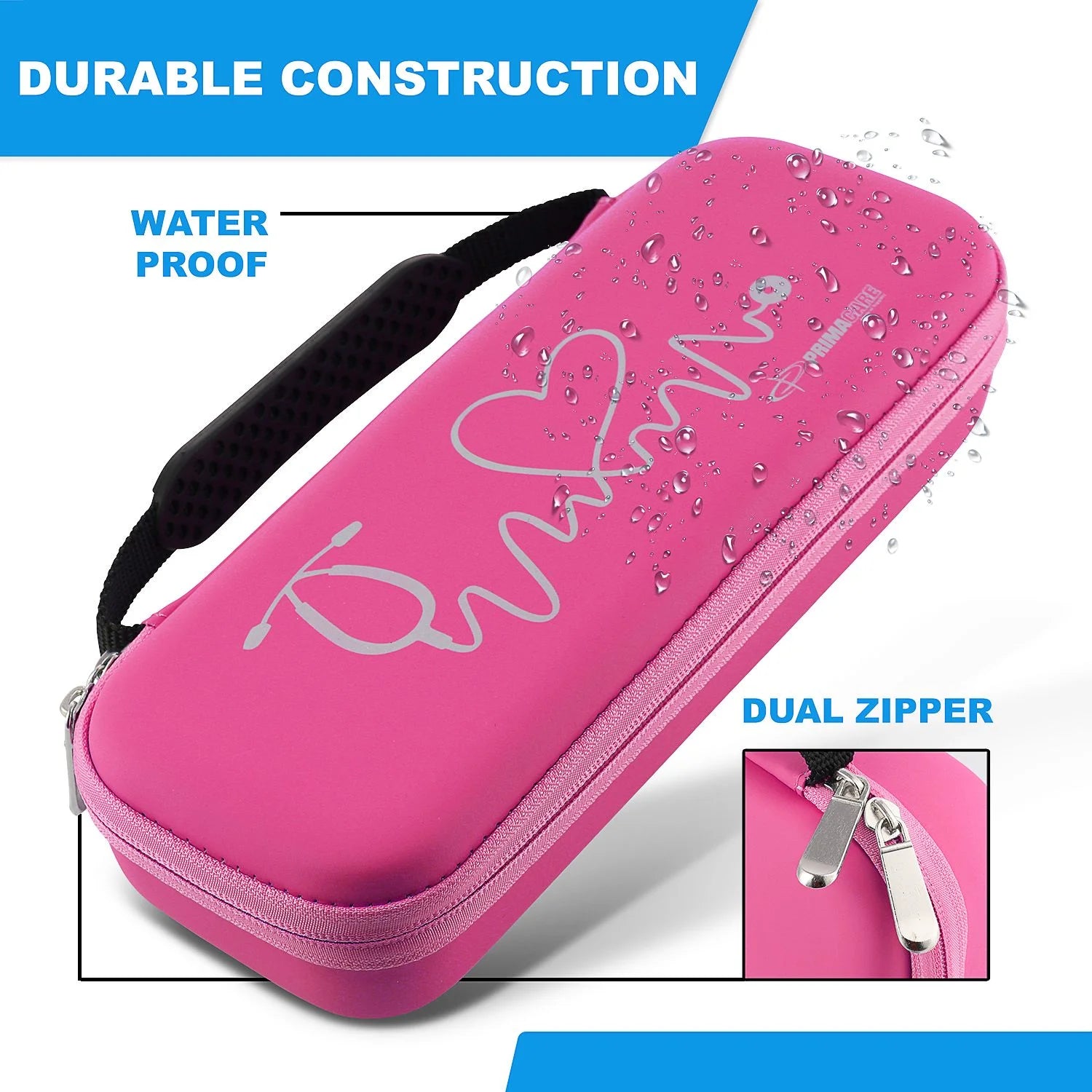 KB-9397-PK Stethoscope Case, Supplies Included, Pink with Multiple Compartments, Portable and Lightweight First Aid Kit Bag with Vital Medical Supplies, Nursing Accessories for Nurses