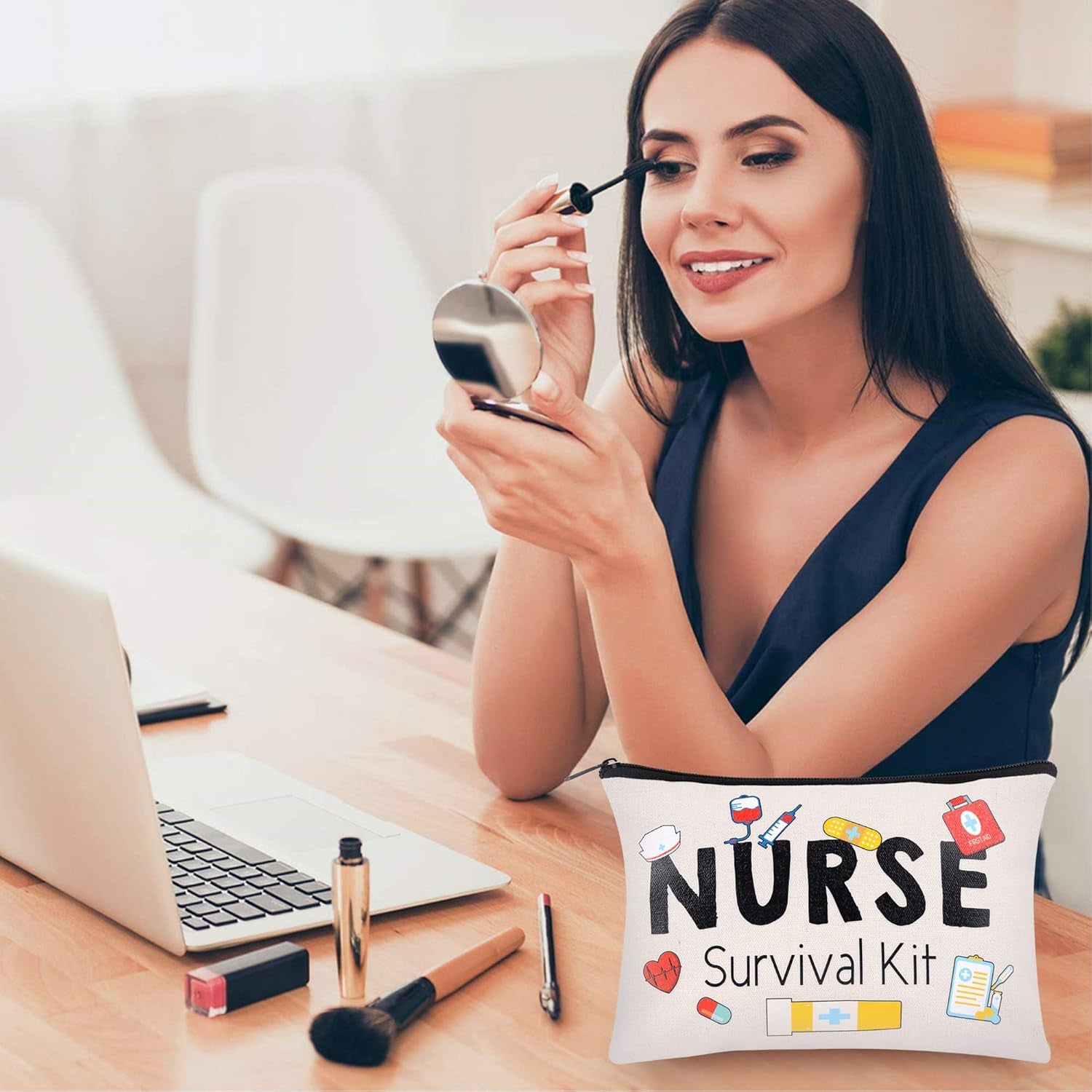 8 Pieces Nurse Survival Kit Makeup Bags Nurse Appreciation Gifts CNA Week Gifts, Funny Cosmetic Bag, Practitioner Gifts, Toiletry Bag for Supplies