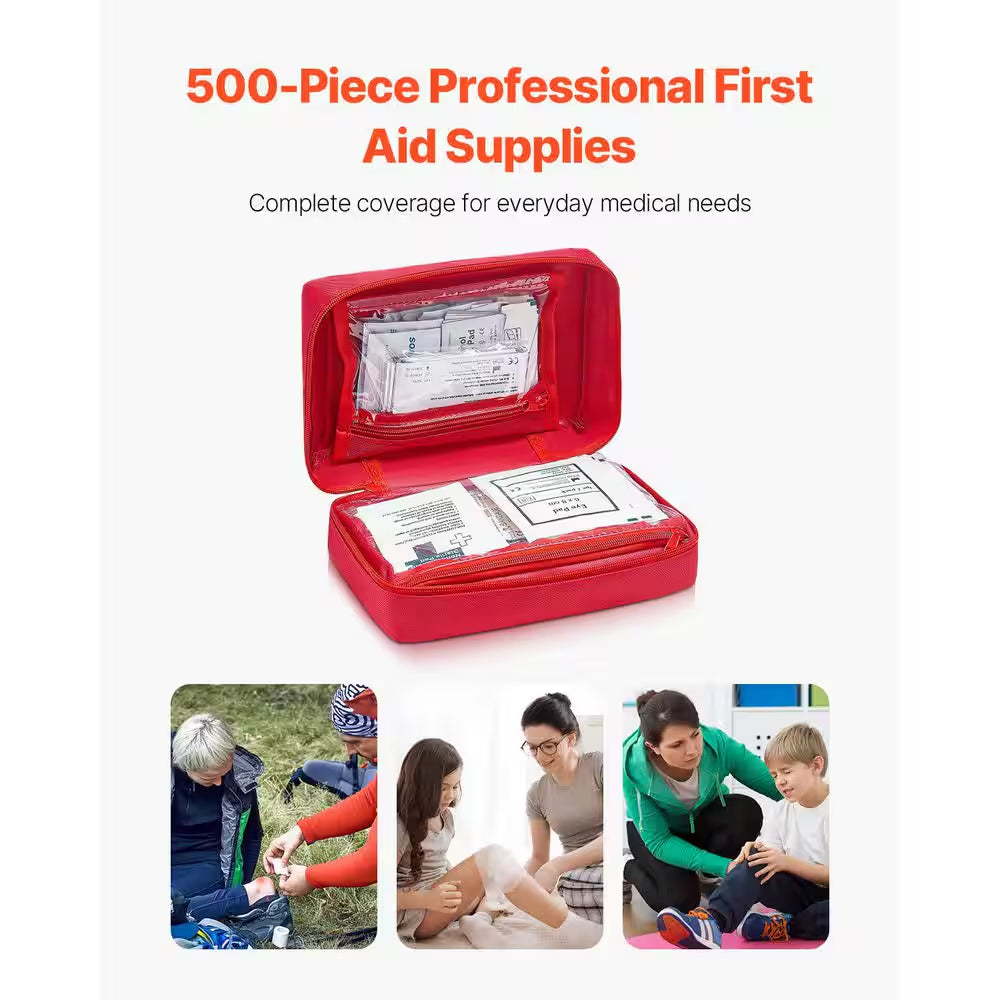 First Aid Kit, 500 Pcs 600D Nylon Large Survival First Aid Bag, Emergency Medical Supplies