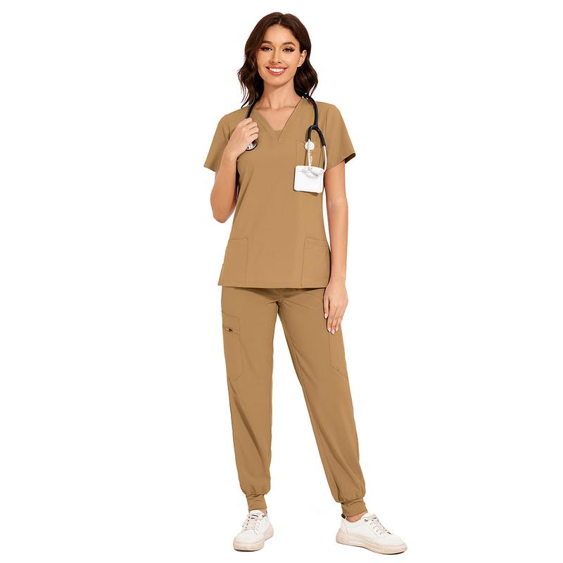 COZYFIT Scrubs for Women Nova Vital Set - V-Neck Top & Cargo Pants with 10 Pockets