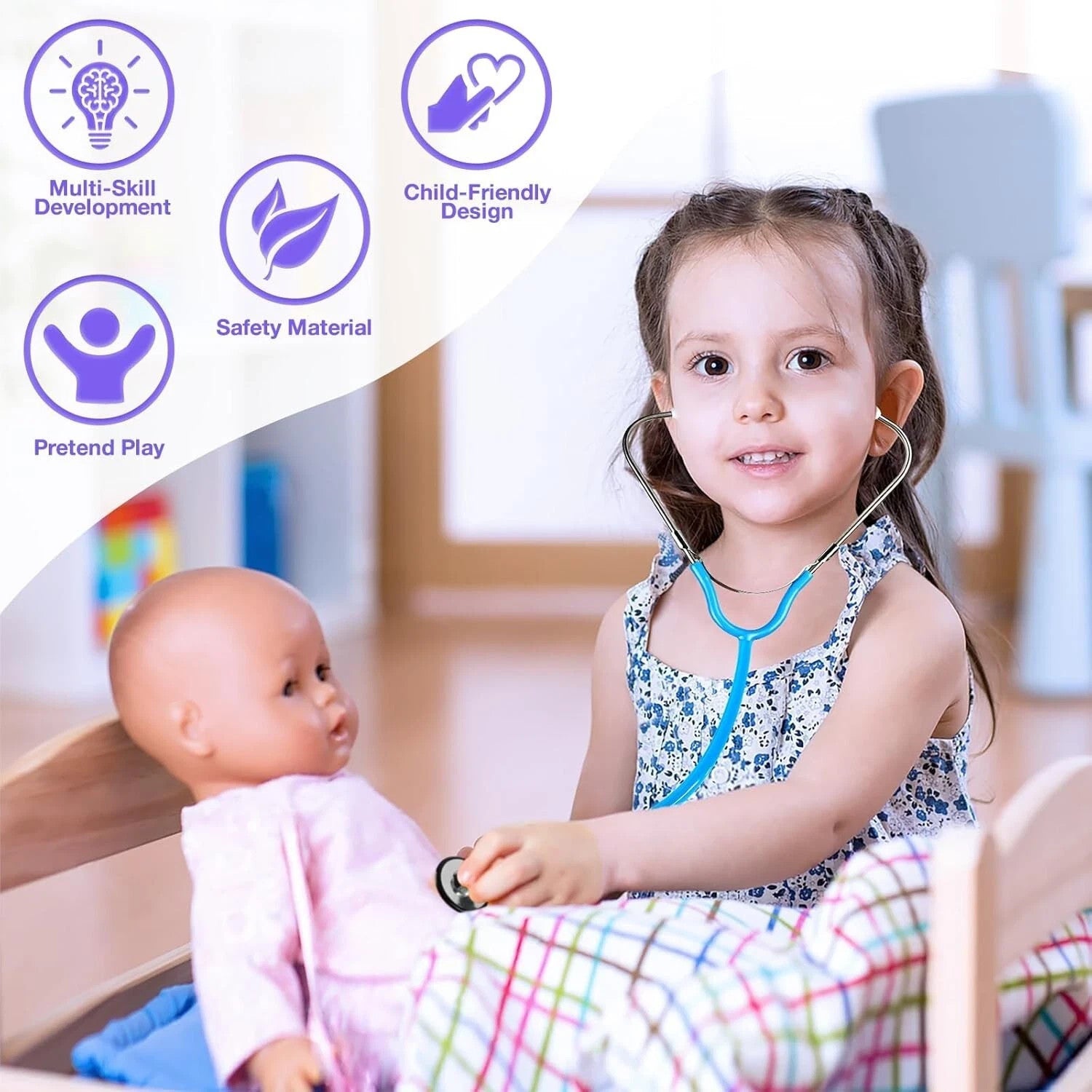 15Pcs Kids Doctor Kit for Kids,Kids Doctors Play Set with Real Stethoscope,Me