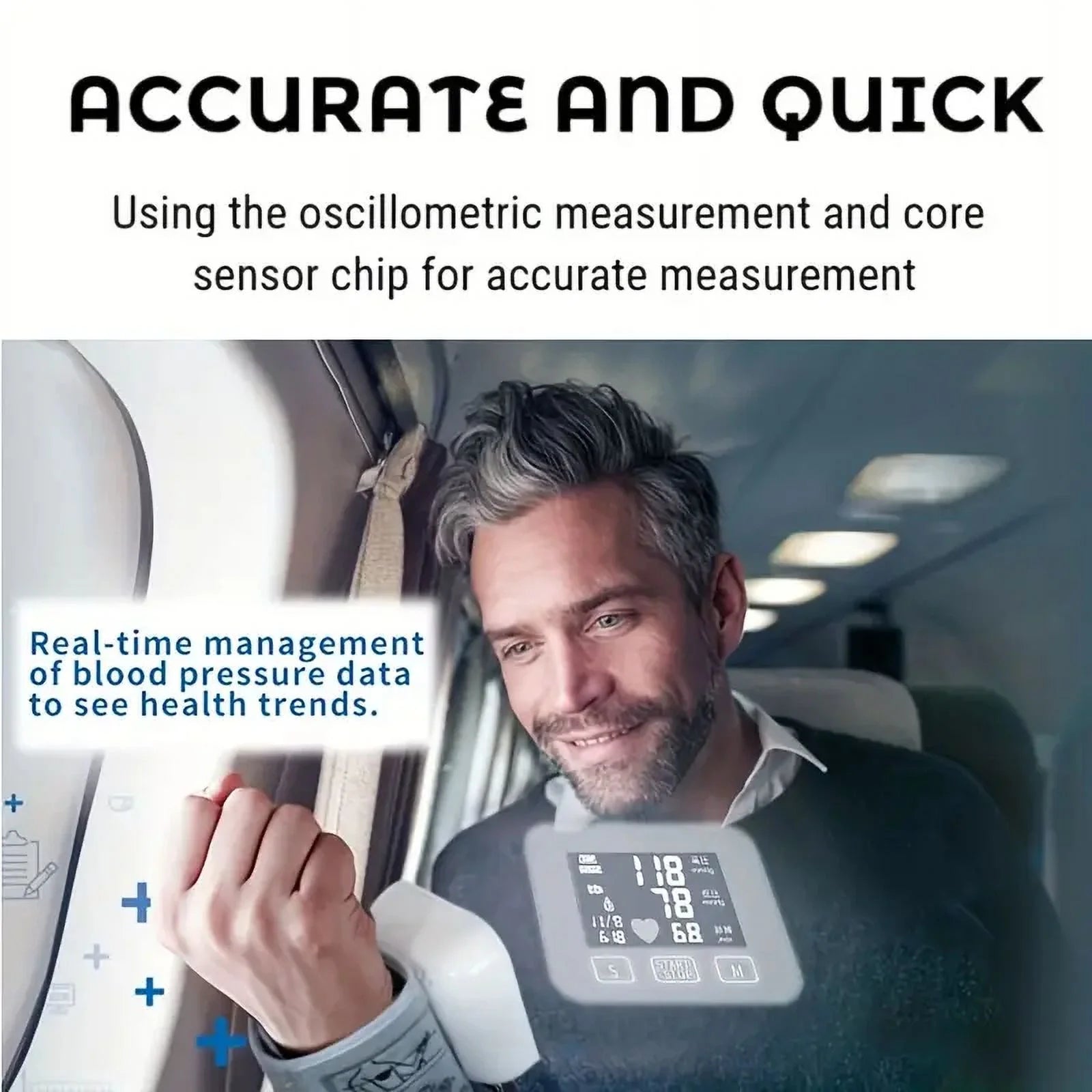 Blood Pressure Monitor, Rechargable Blood Pressure Machine with Voice Broadcast for Doul User