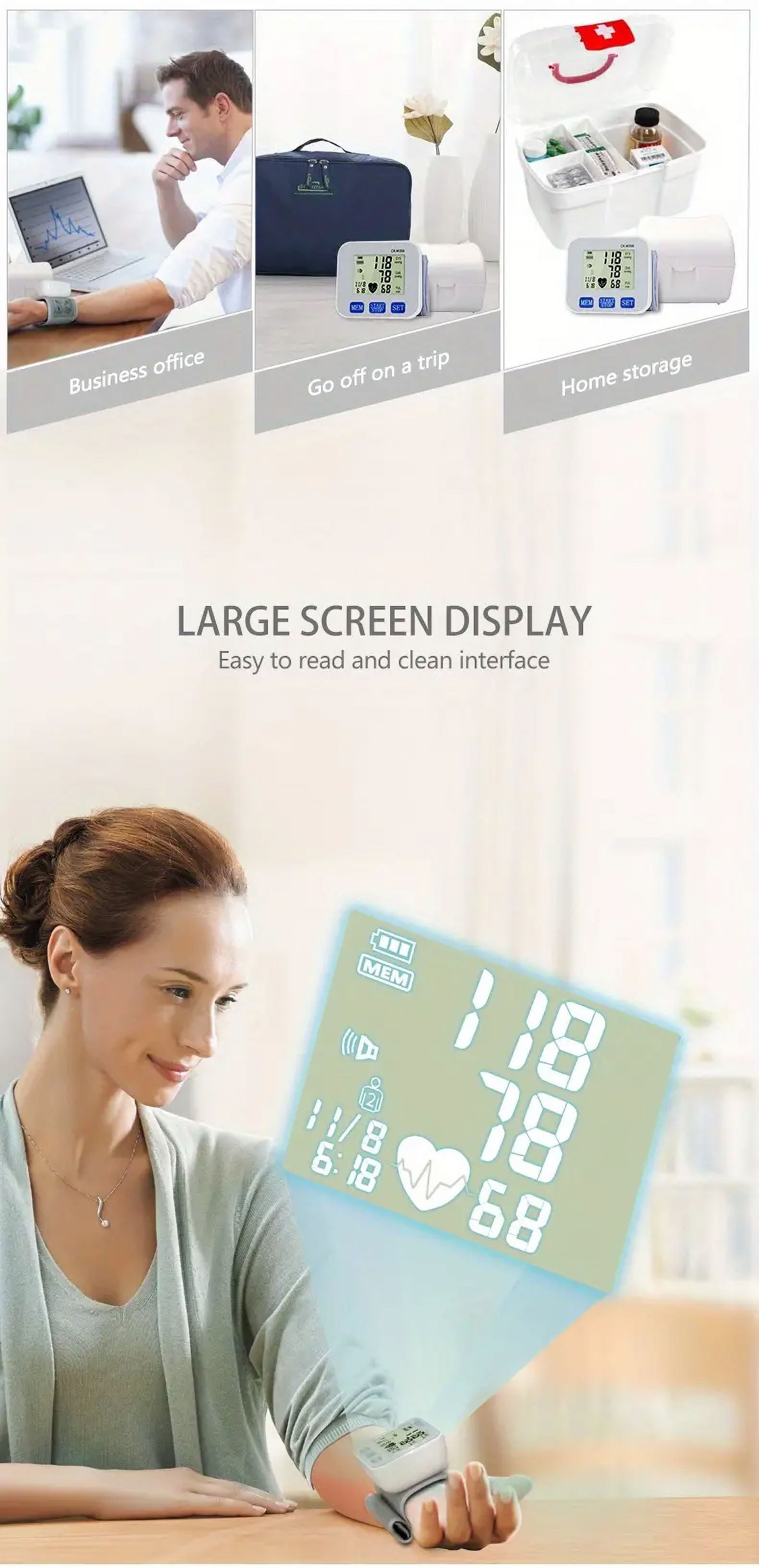 Blood Pressure Monitor, Rechargable Blood Pressure Machine with Voice Broadcast for Doul User