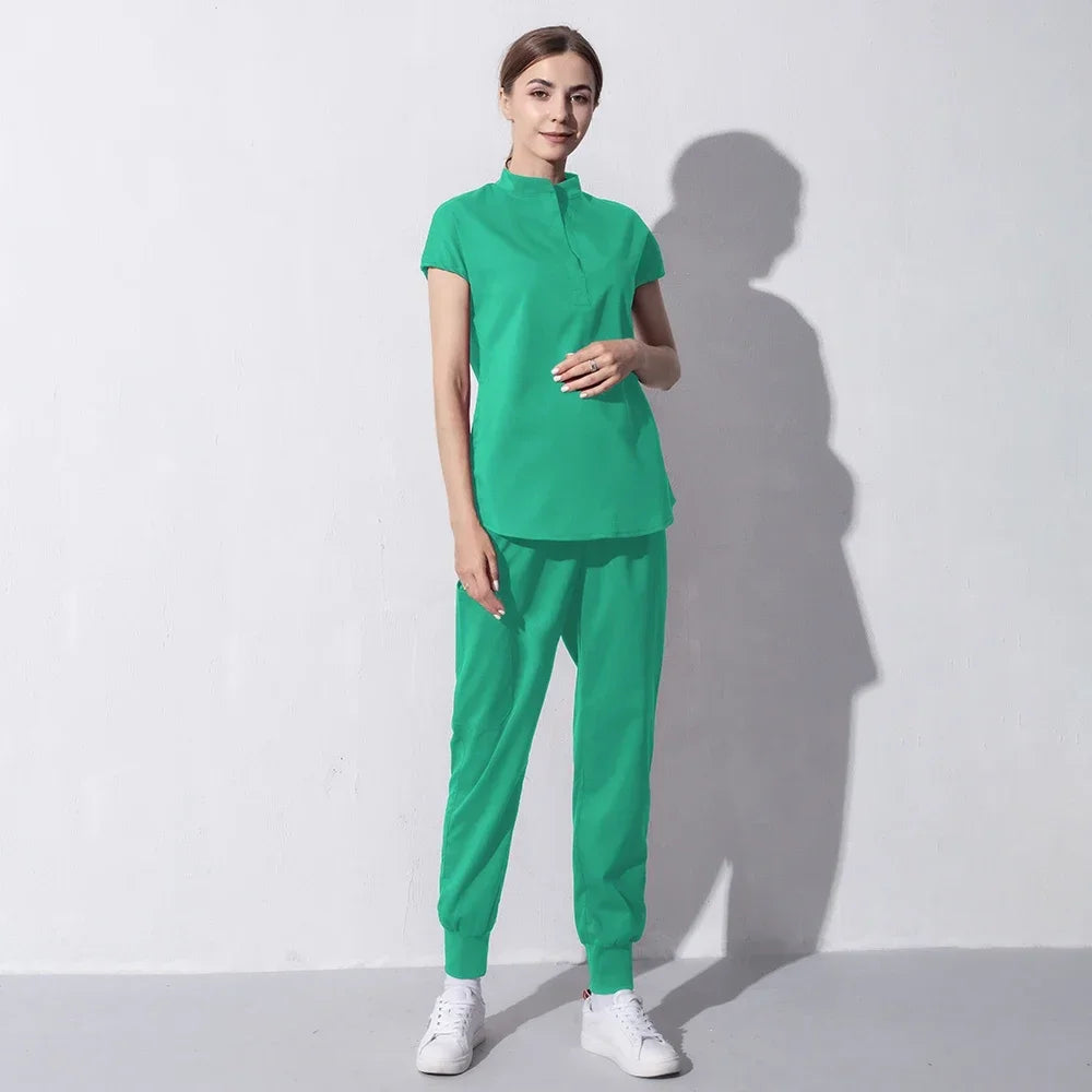 Fashion Women Workwear Scrub Tops+Pant Medical Uniform Surgery Scrubs Shirt Short Sleeve Pet Shop Doctor Nurse Nursing Uniform