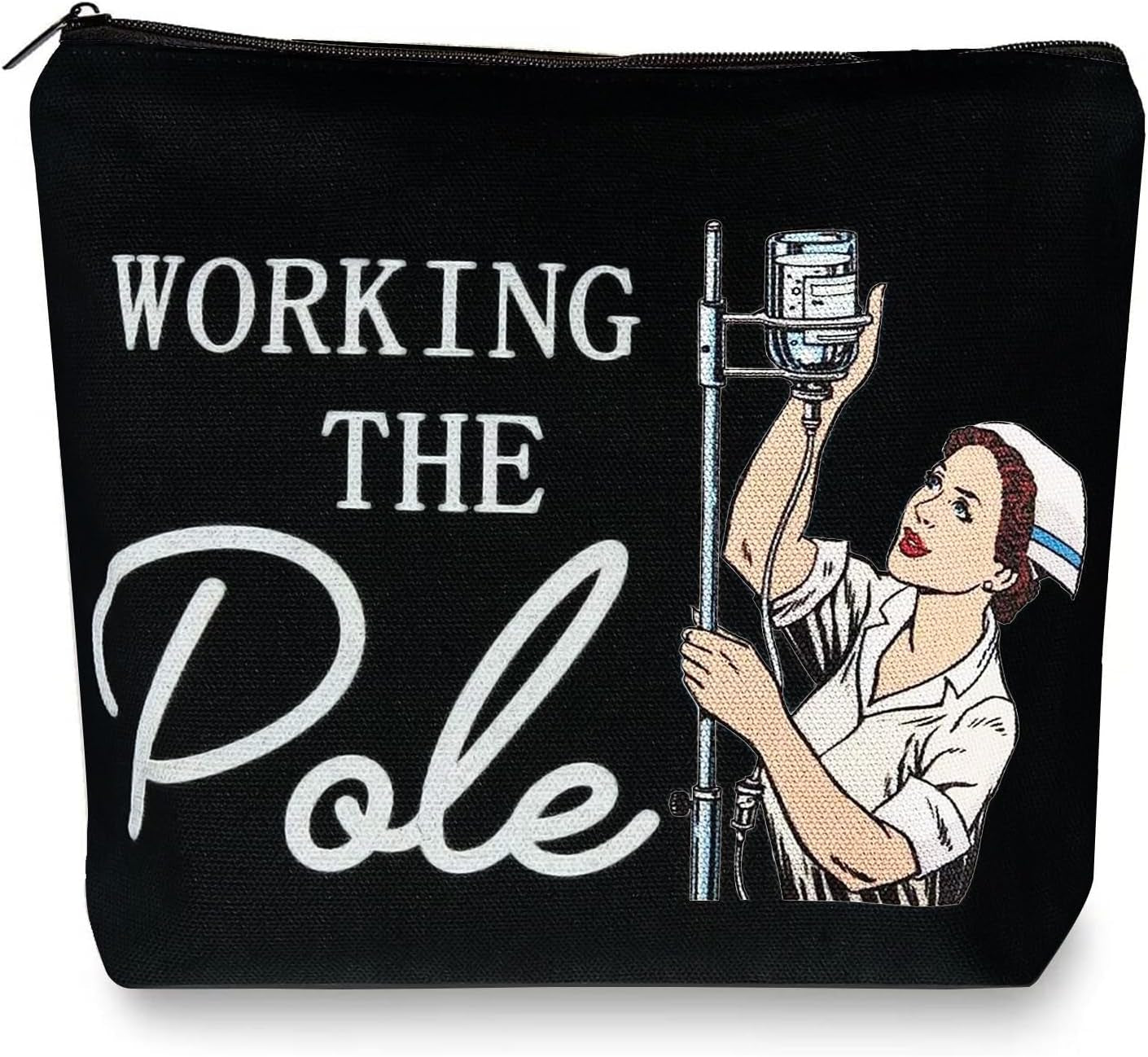 Working the Pole Nurse Makeup Bag,Er Emergency Room ICU Nurse Gift for Women,Nurse Accessories for Work,Nurse Graduation Gift,Nurse Tote Bag RN Nursing Bag for Work