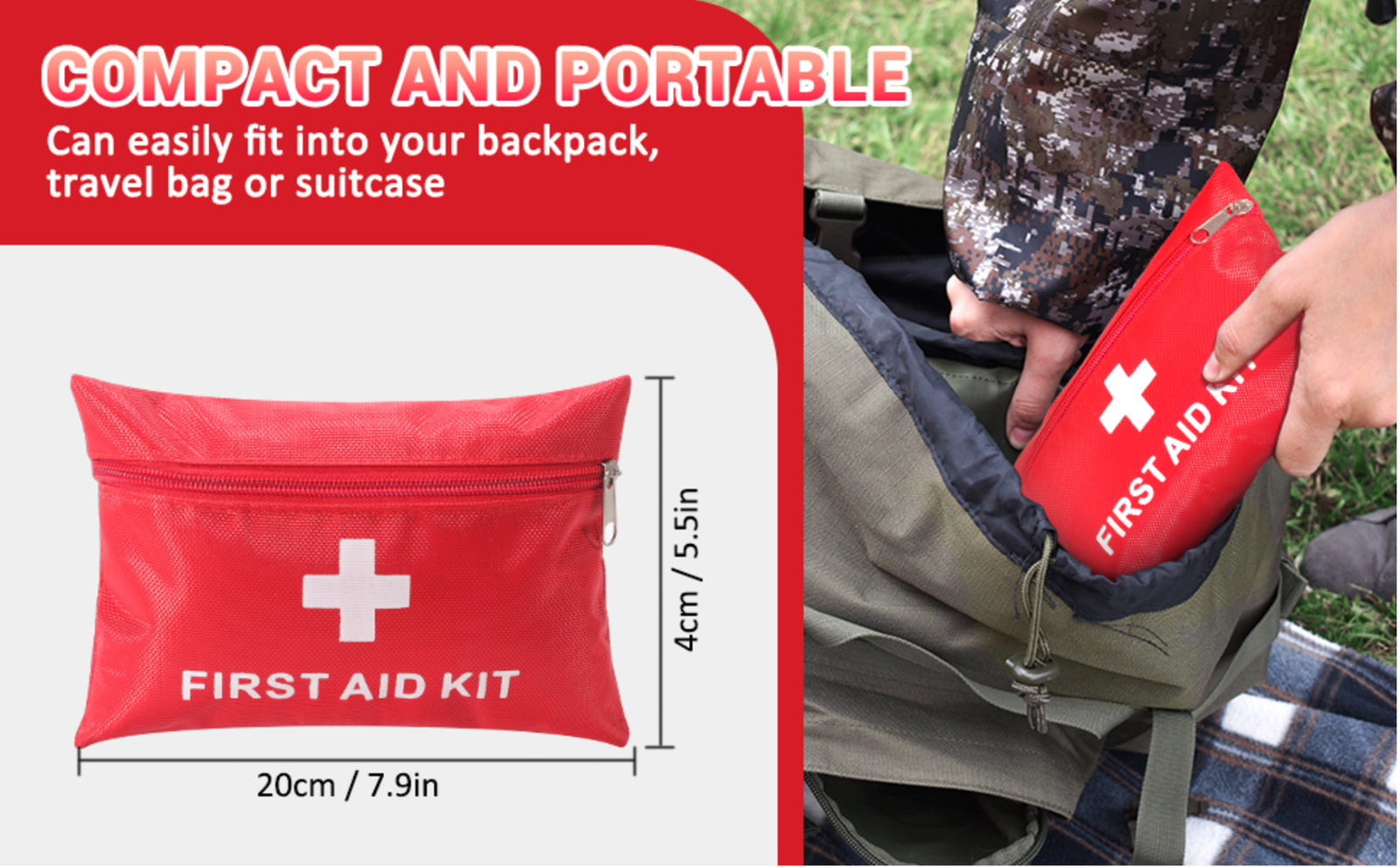 Mini First Aid Kit Bag 116 Pieces Small First Aid Kit Includes Emergency Tape US