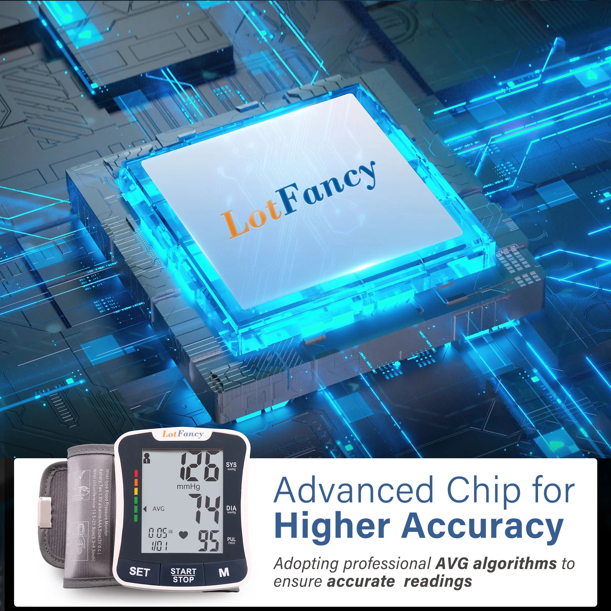 Blood Pressure Monitor Wrist BP Cuff with Portable Case, Voice Broadcast