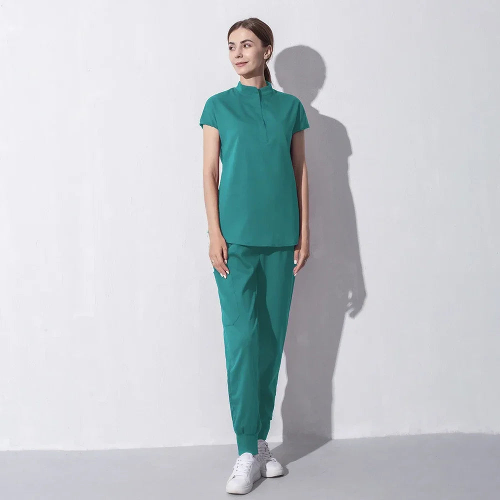 Fashion Women Workwear Scrub Tops+Pant Medical Uniform Surgery Scrubs Shirt Short Sleeve Pet Shop Doctor Nurse Nursing Uniform