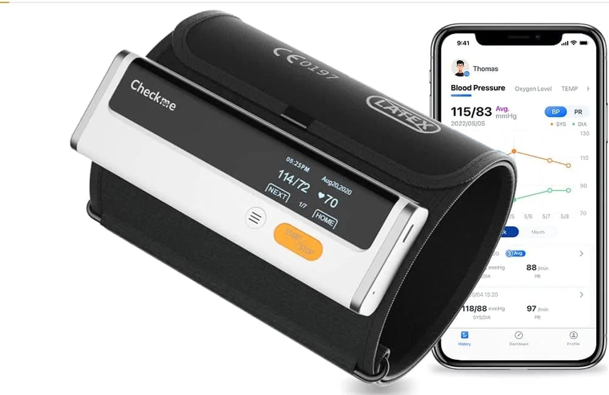 Bluetooth Blood Pressure Monitor and EKG Monitor | Wireless Upper Arm BP Machine with Large Cuff | AI Analysis ECG Monitor | BP2