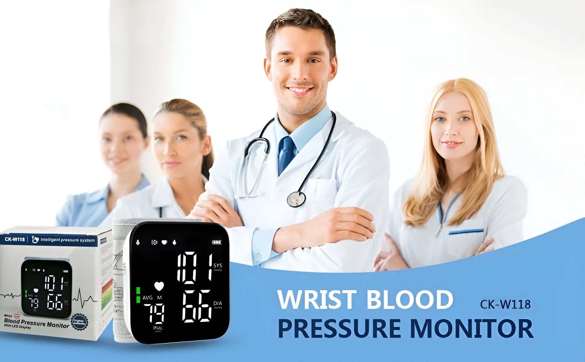 Blood Pressure Machine Large LED Backlit Display Adjustable Wrist Cuff Automatic Dual 99 Reading Memory Automatic Digital BP Monitor with Irregular Heartbeat Indicator for Home Use