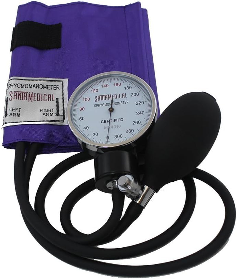Adult Deluxe Aneroid Sphygmomanometer with Stethoscope - Blood Pressure Cuff Durable and Carrying Case - Manual Blood Pressure Cuff Purple