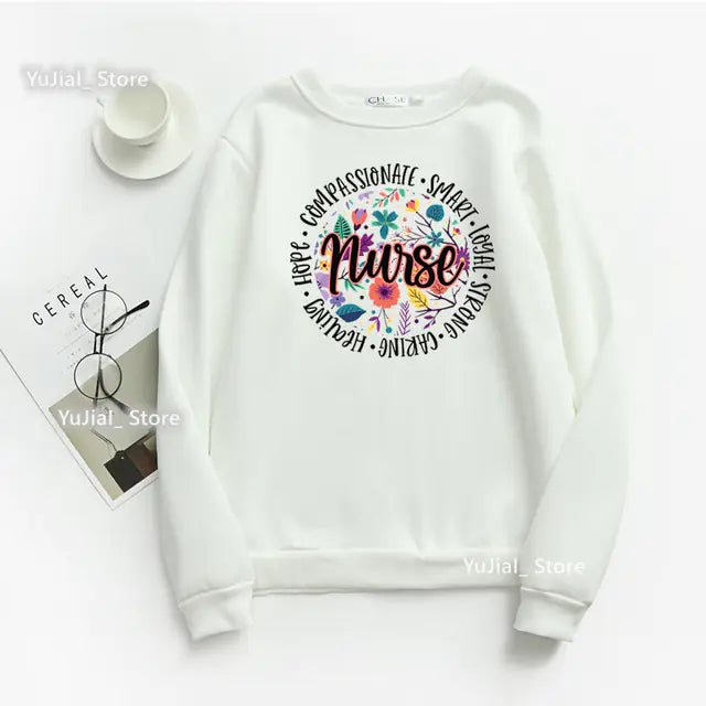 Nurse Heart Print Hoodie for Women - Fashionable Autumn/Winter