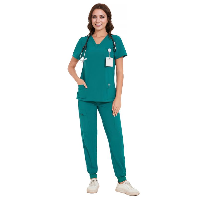 COZYFIT Scrubs for Women Nova Vital Set - V-Neck Top & Cargo Pants with 10 Pockets