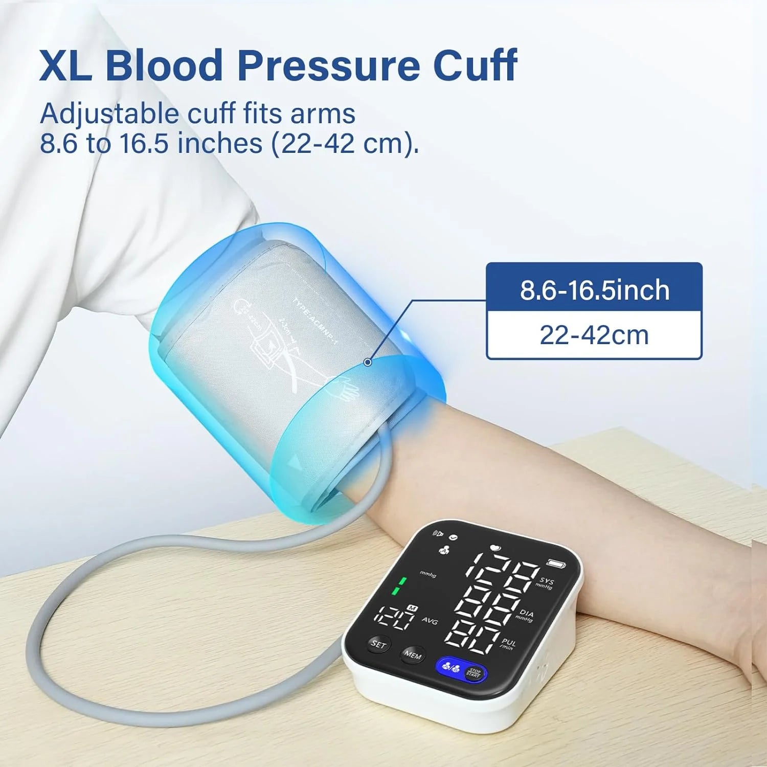 Blood Pressure Monitor , Upper Arm Blood Pressure Monitor BP Machine, Accurate Automatic High Blood Pressure Machine with USB Cable and Pulse Rate Monitor