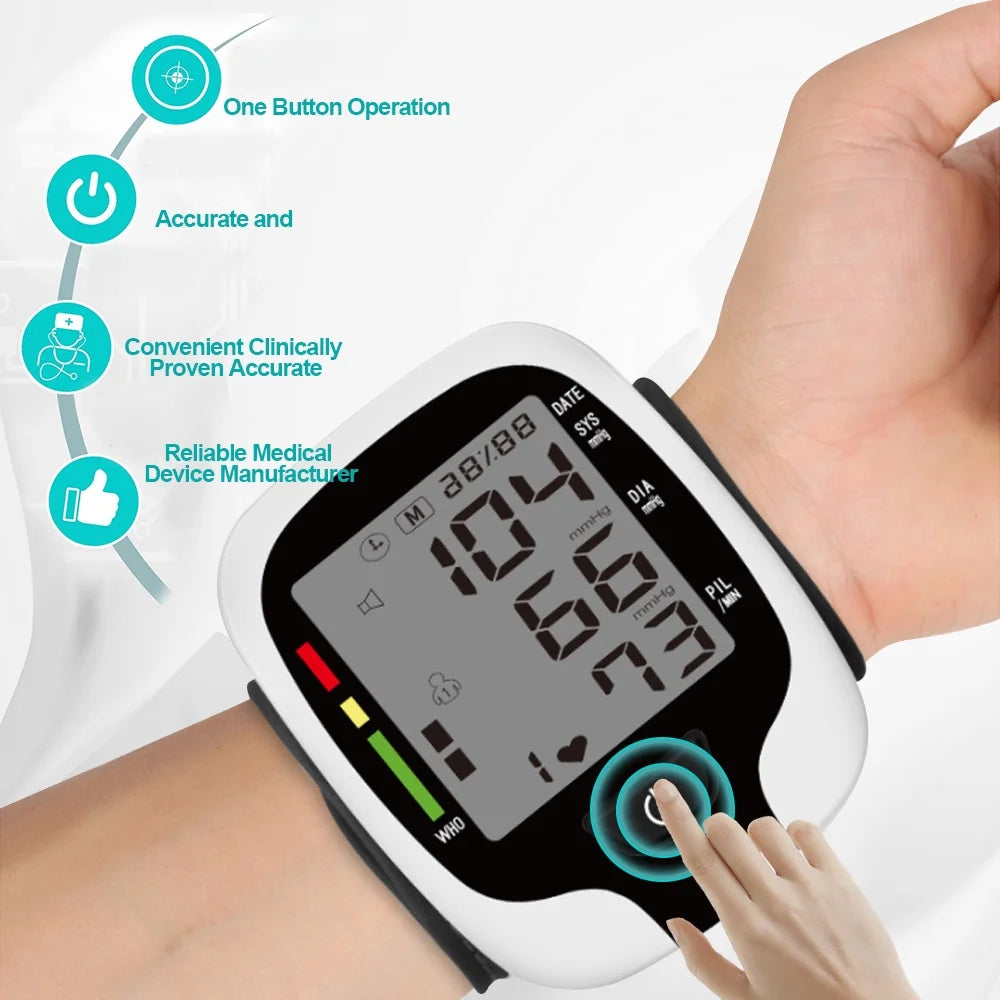 Blood Pressure Monitors -  Automatic Blood Pressure Machine Wrist BP Monitor Cuff with Heart Rate, Memory and Carrying Case