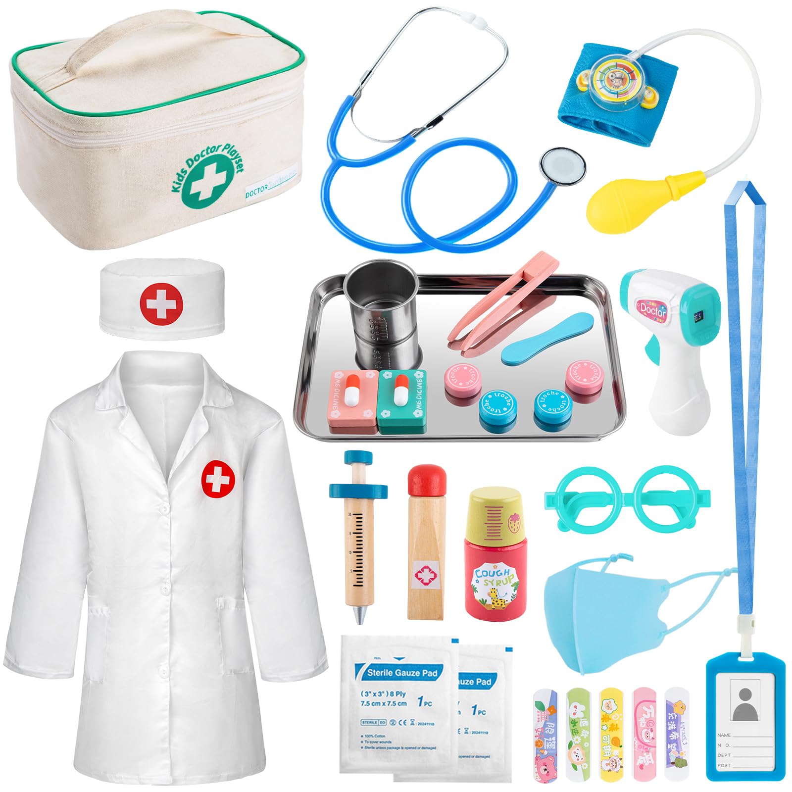 Doctor Kit for Toddlers 3-5 Doctor Kit for Kids Pretend Doctor Playset Durable Medical Kit with Toy Stethoscope Medical Bag and Other Accessories Doctor Toy Gifts for Boys and Girls Ages 3+