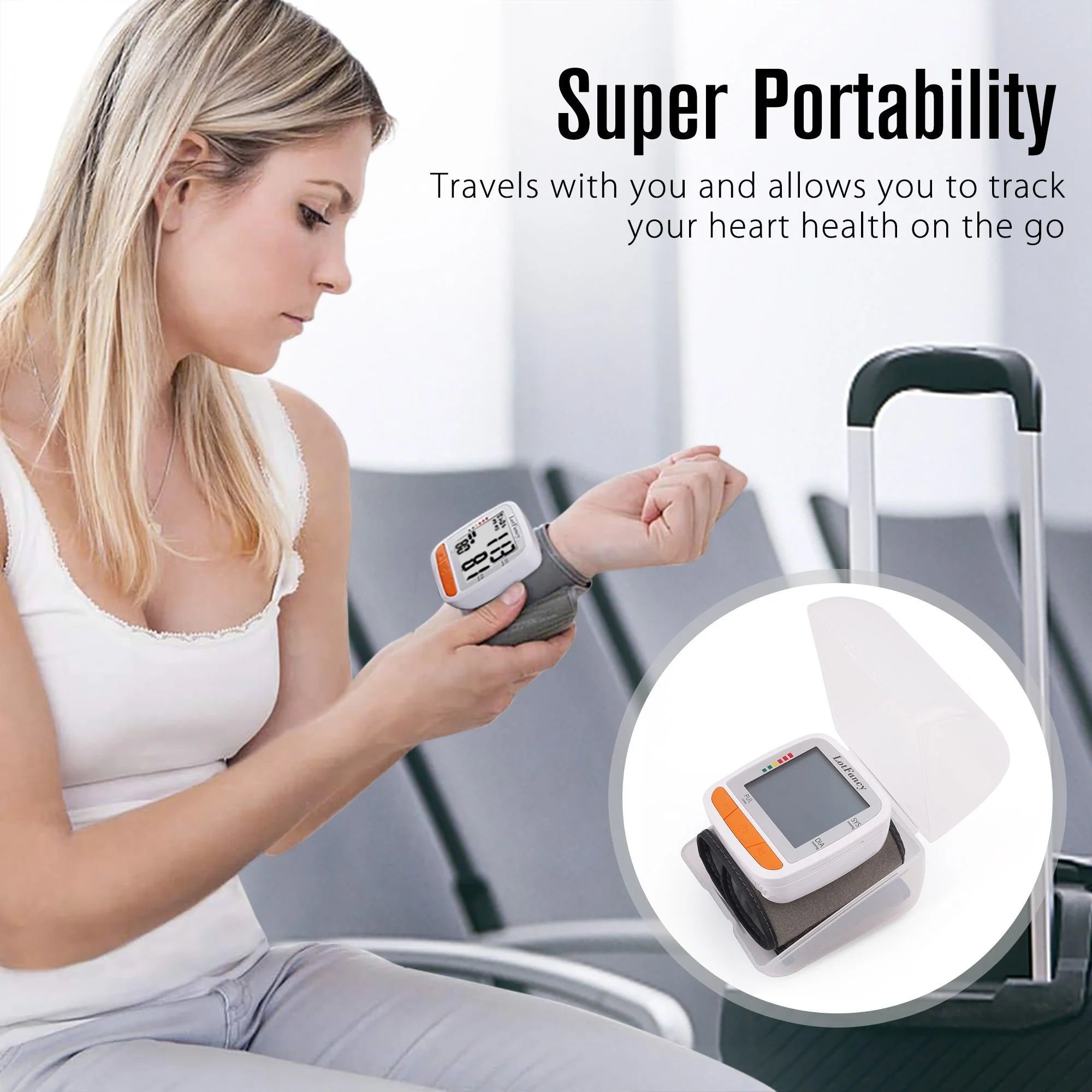 Wrist Blood Pressure Monitor, BP Monitor with Portable Case, Heartbeat Detector