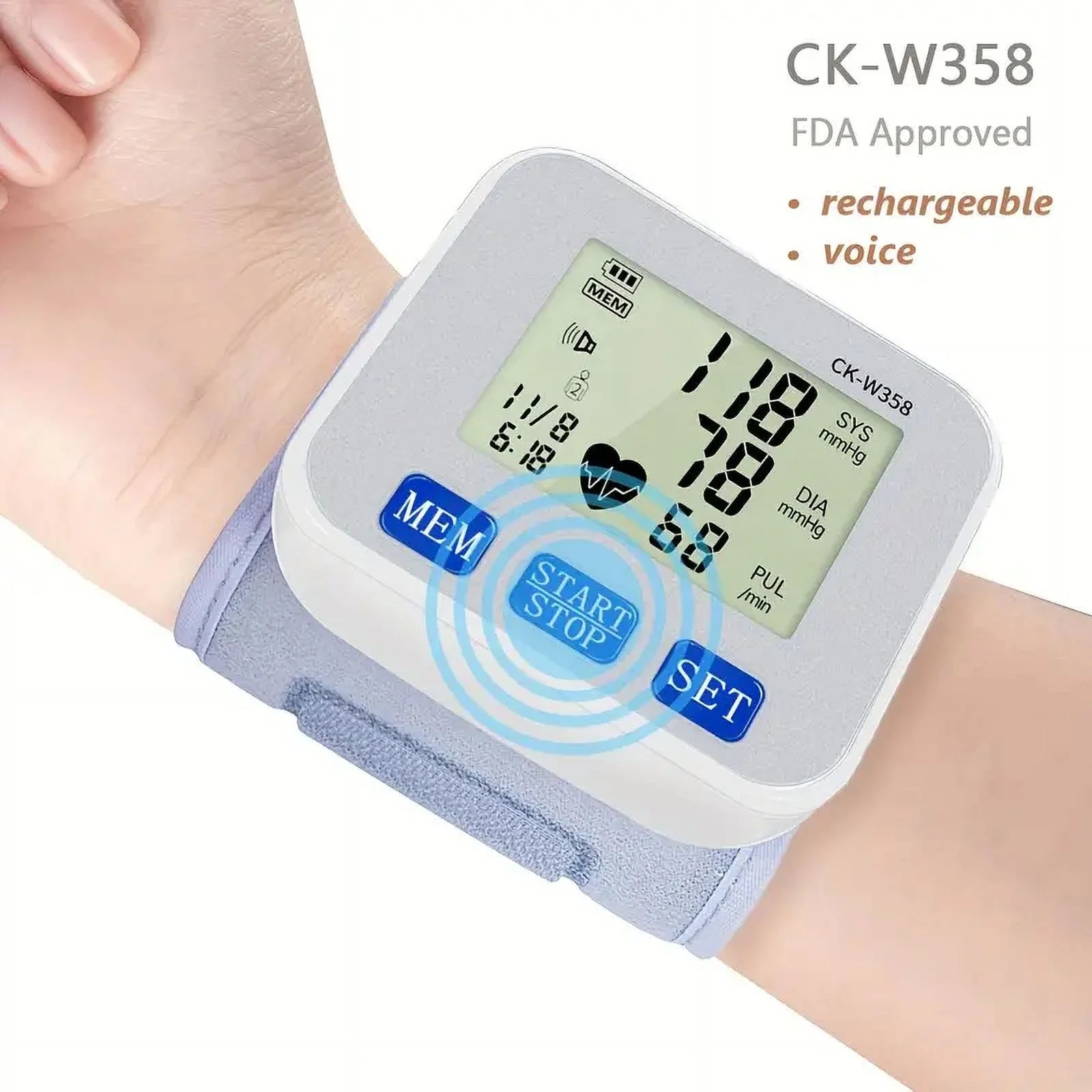 Blood Pressure Monitor, Rechargable Blood Pressure Machine with Voice Broadcast for Doul User