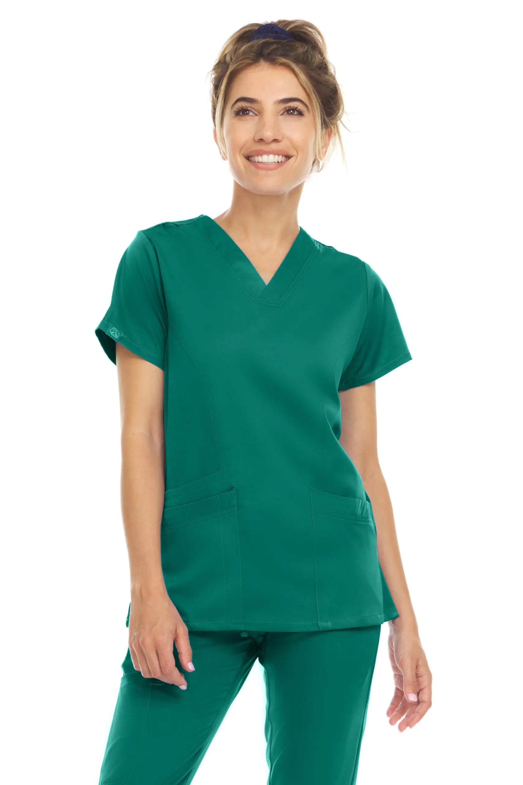 MediChic Women Scrubs V-Neck Three Pocket Scrub Top with 4-Way Stretch Available in Over 20 Colors