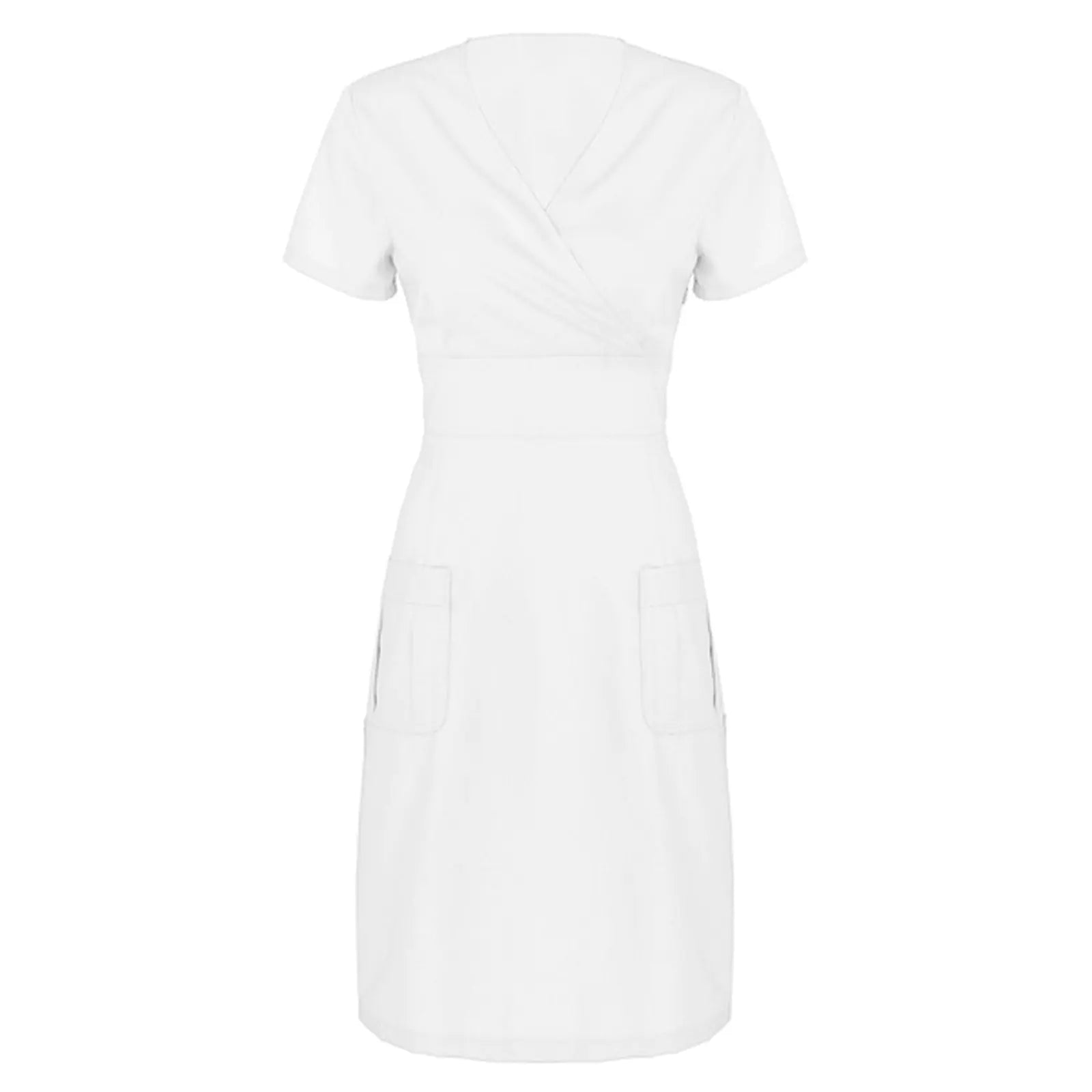 Women's Short-Sleeved V-Neck Nurse Uniform Dress