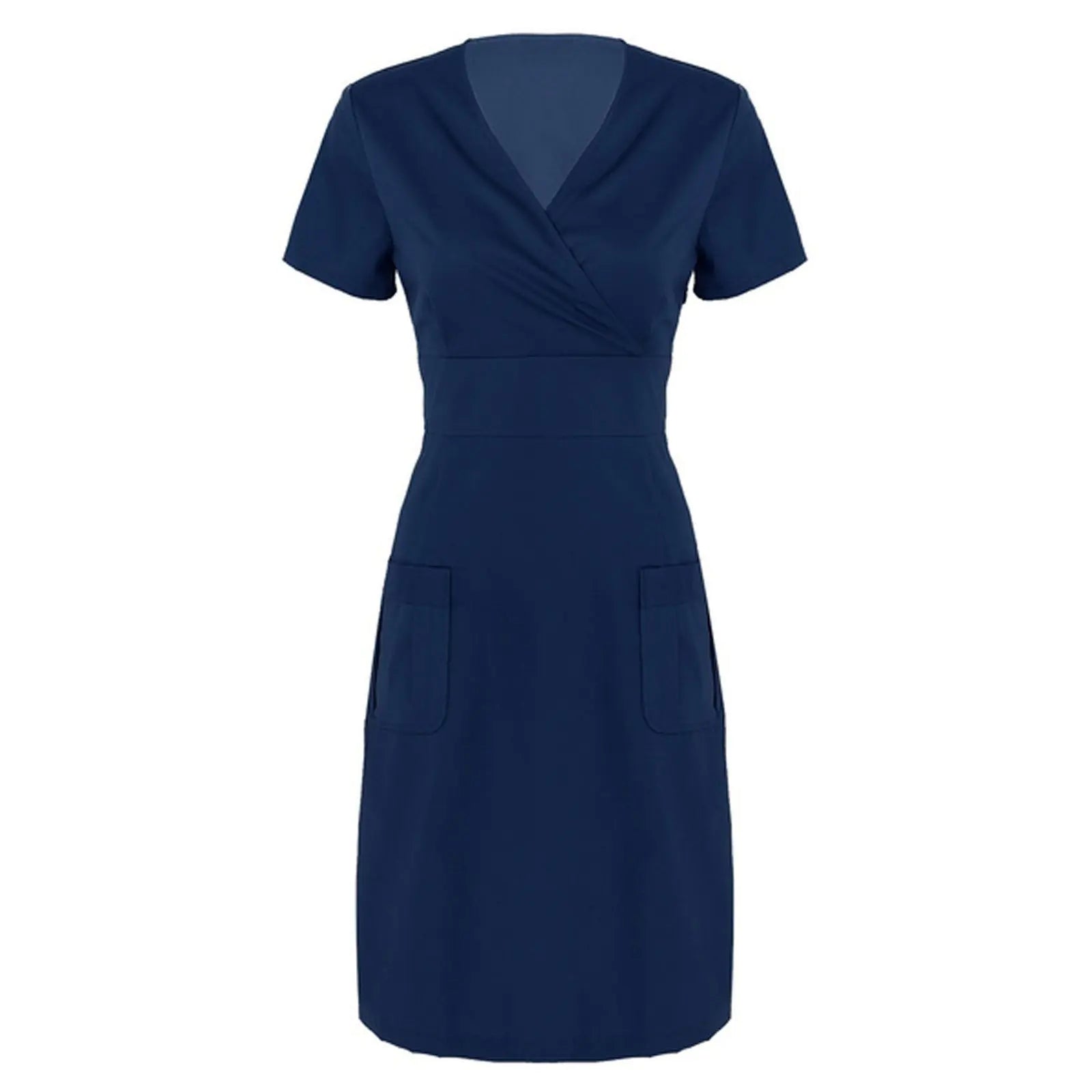 Women's Short-Sleeved V-Neck Nurse Uniform Dress