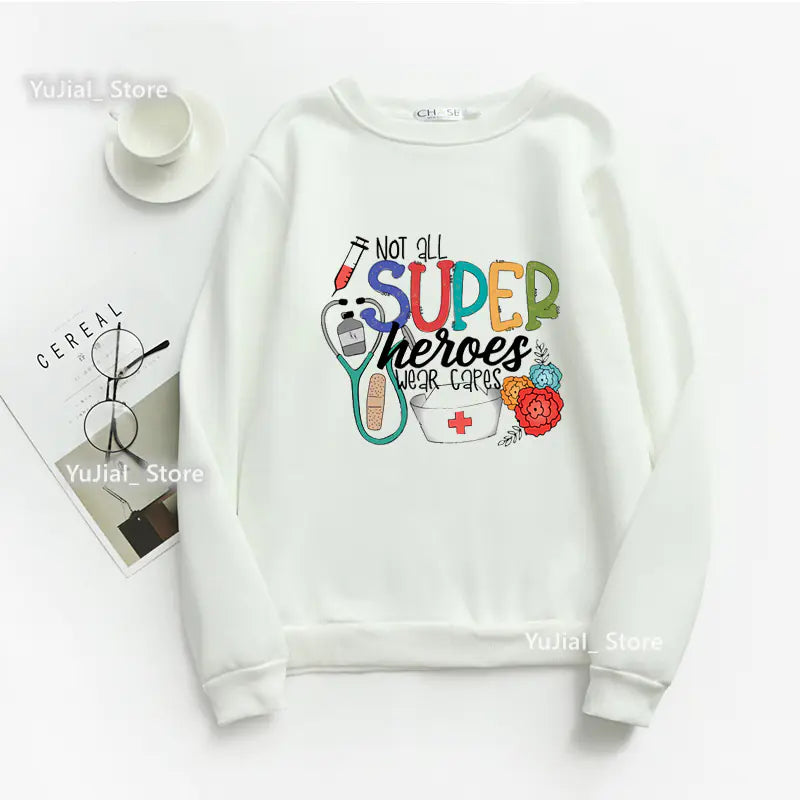 Nurse Heart Print Hoodie for Women - Fashionable Autumn/Winter