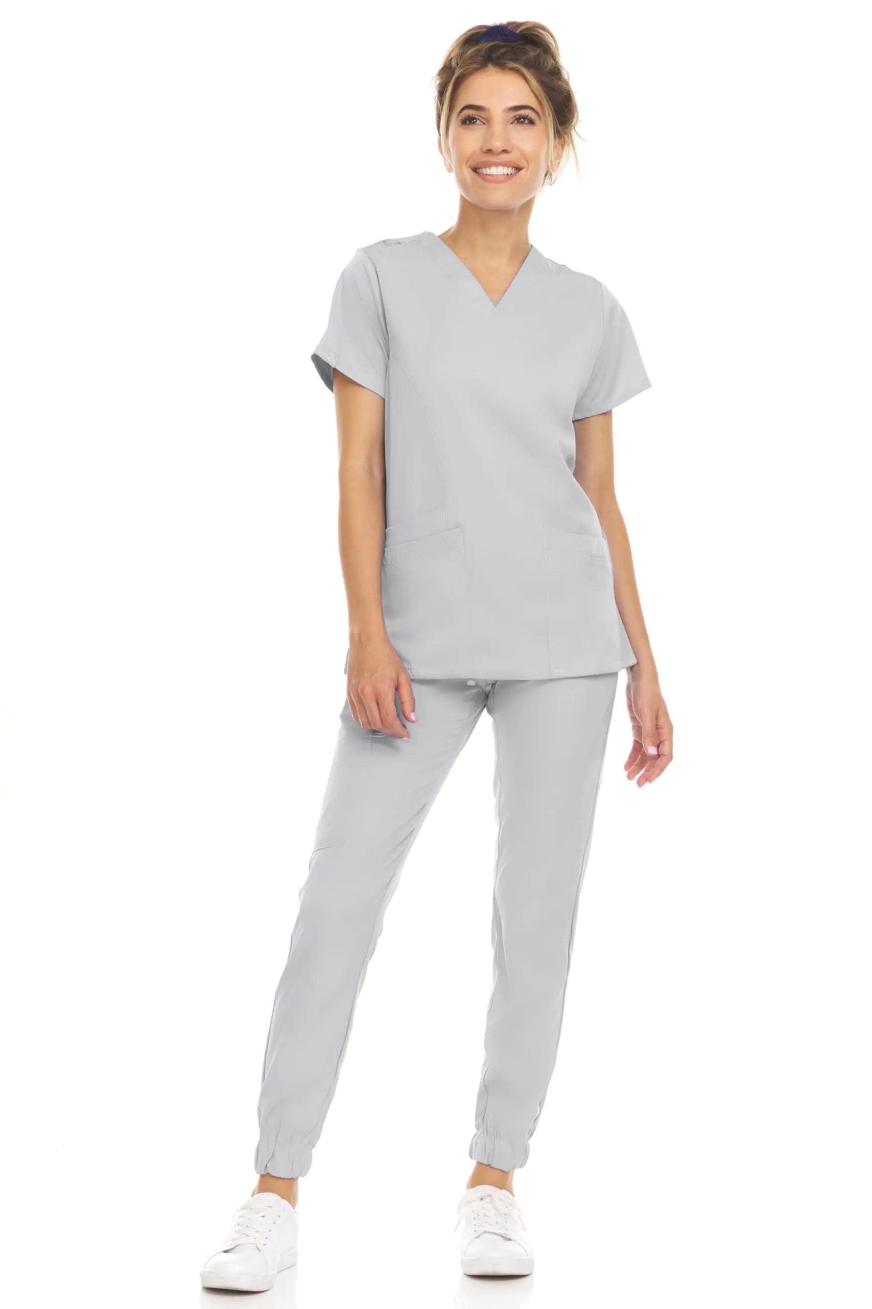 MediChic Scrub Sets 8-Pocket Scrubs Jogger Set Anti-Wrinkle Medical Nursing Stretch Flex V-Neck Scrub Scrubs