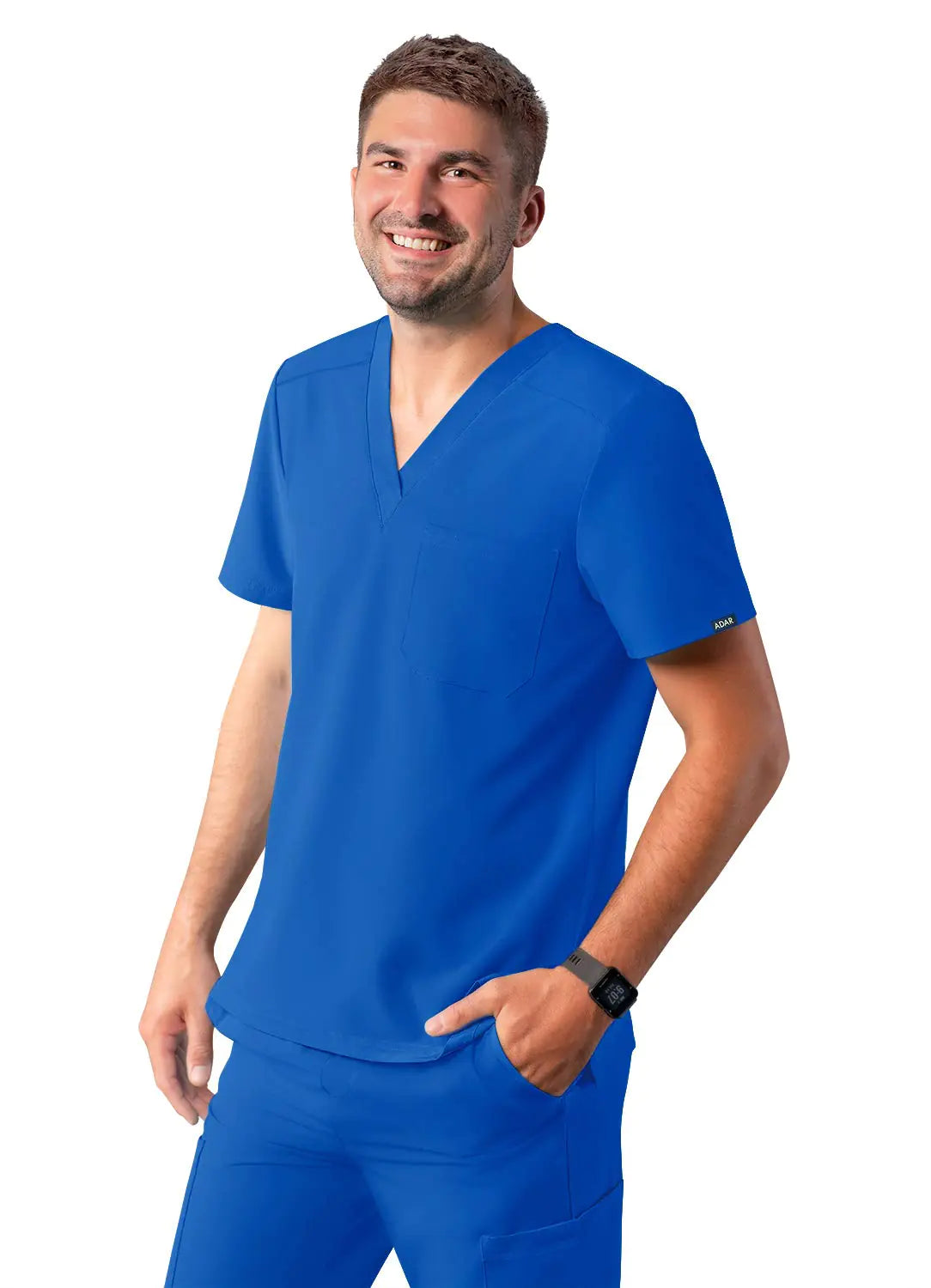 Adar Uniforms Addition Scrubs for Men - Classic V-Neck Top - A6006 - Royal Blue - XL