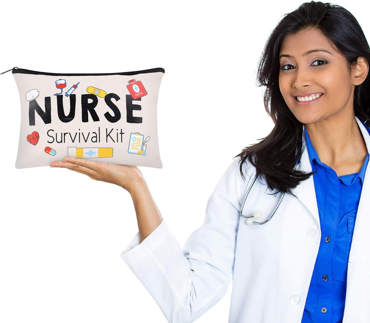 8 Pieces Nurse Survival Kit Makeup Bags Nurse Appreciation Gifts CNA Week Gifts, Funny Cosmetic Bag, Practitioner Gifts, Toiletry Bag for Supplies