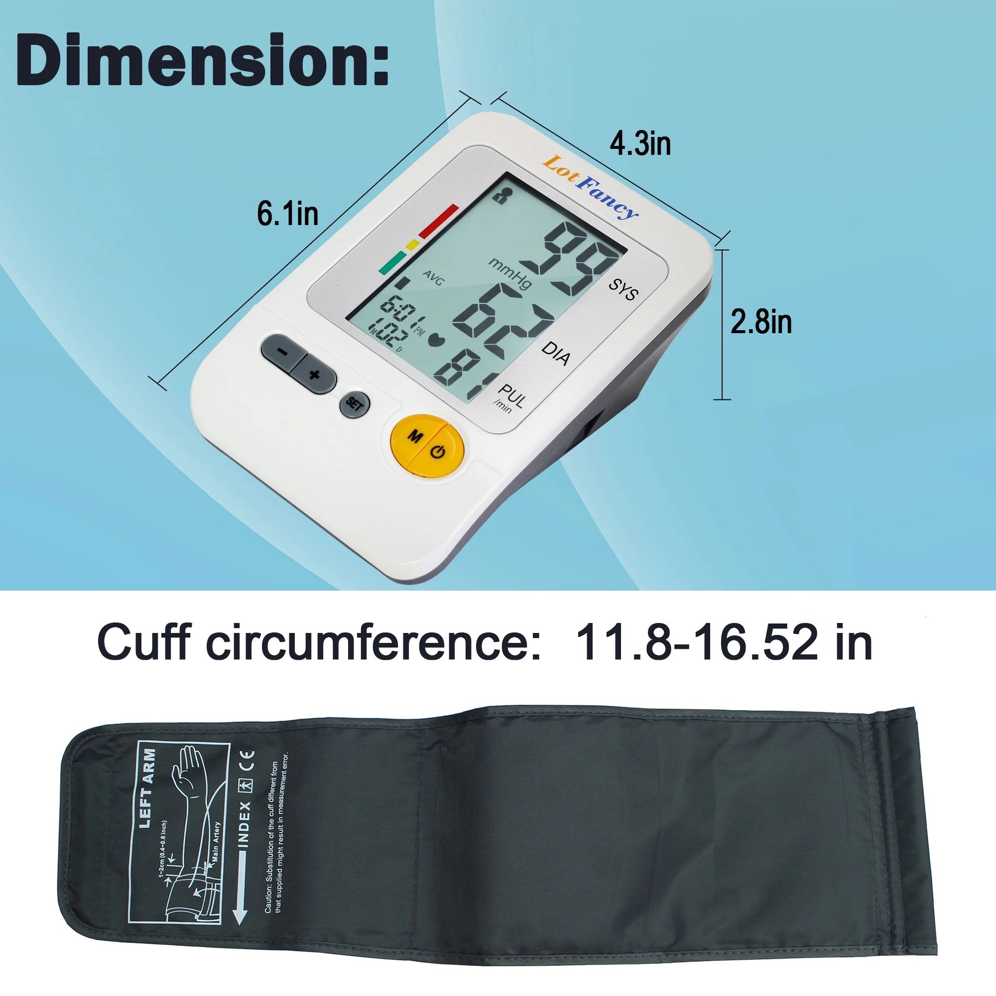 Arm Blood Pressure Monitor with Adaptor and Large Cuff, BP Digital Machine for Home Use