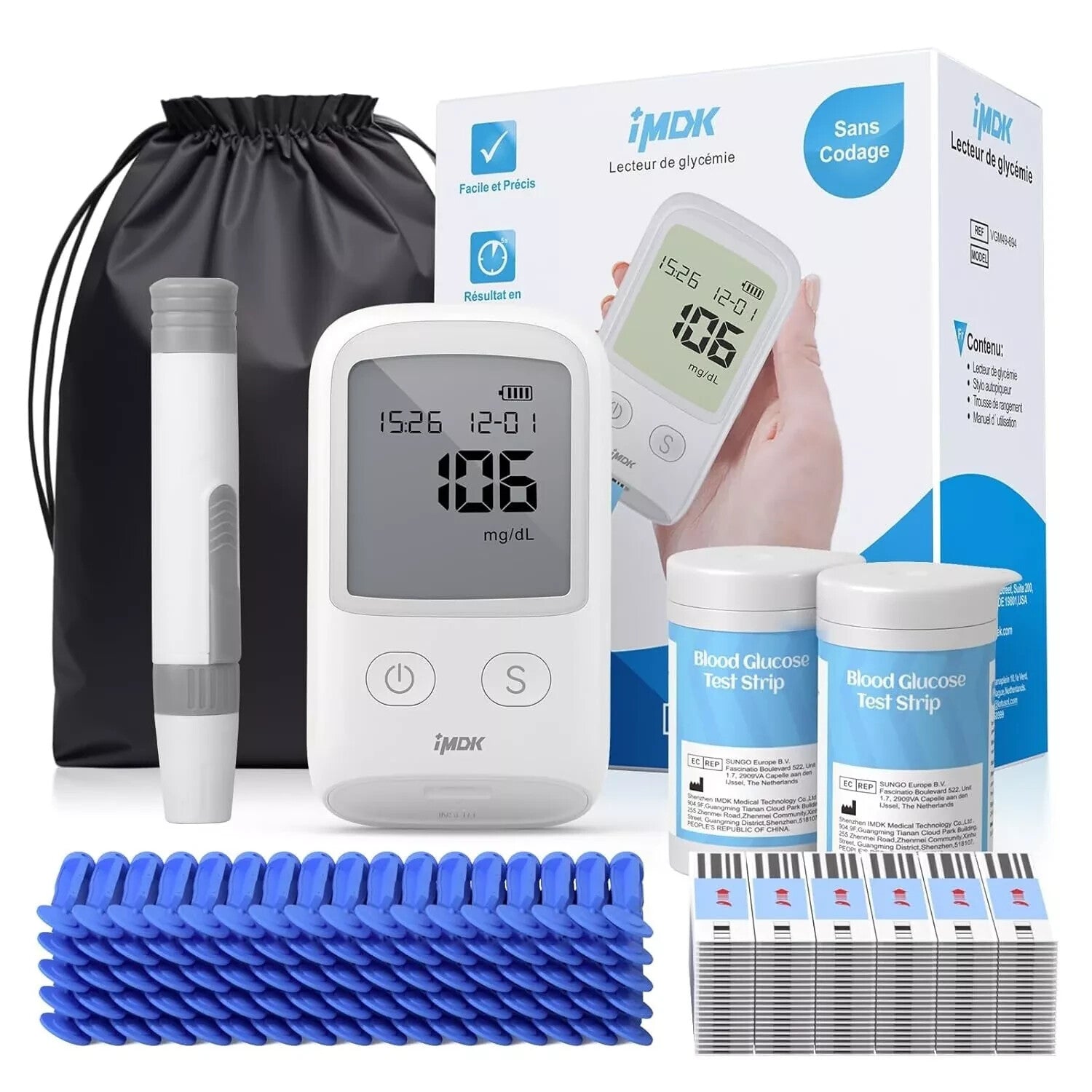 Diabetes Test Kit Blood Sugar Glucose Monitor Meter 206 PCS