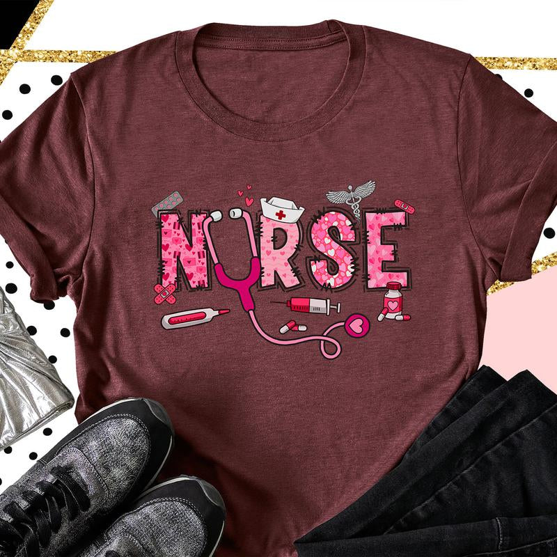 Valentine Nurse T-Shirt, Cute Nurse Shirt, Gift for Nurse, Nursing Student Shirt, RN Tee
