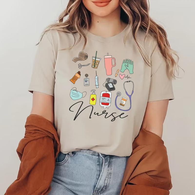 Nurse T-Shirt, for Work Cute Nurse Shirt, Funny Nurse Tee, RN Nurse Shirt Registered Nurse Shirt Nursing School