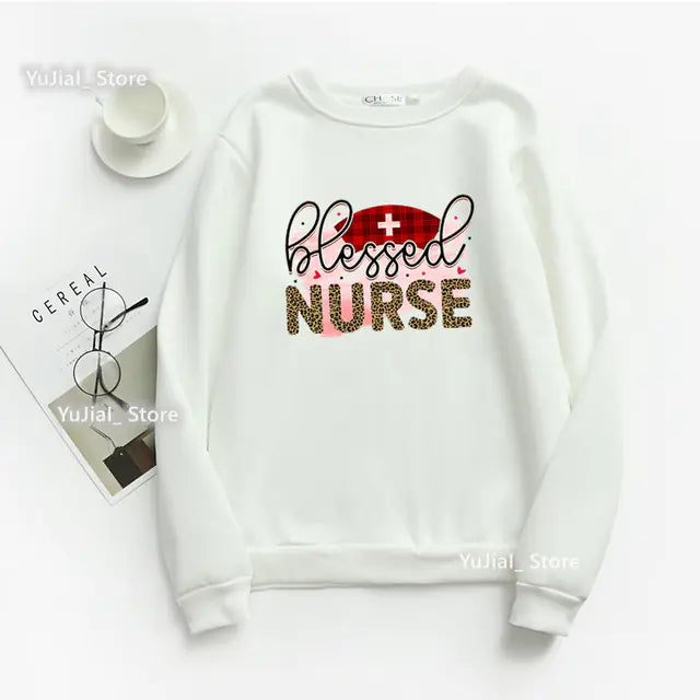 Nurse Heart Print Hoodie for Women - Fashionable Autumn/Winter