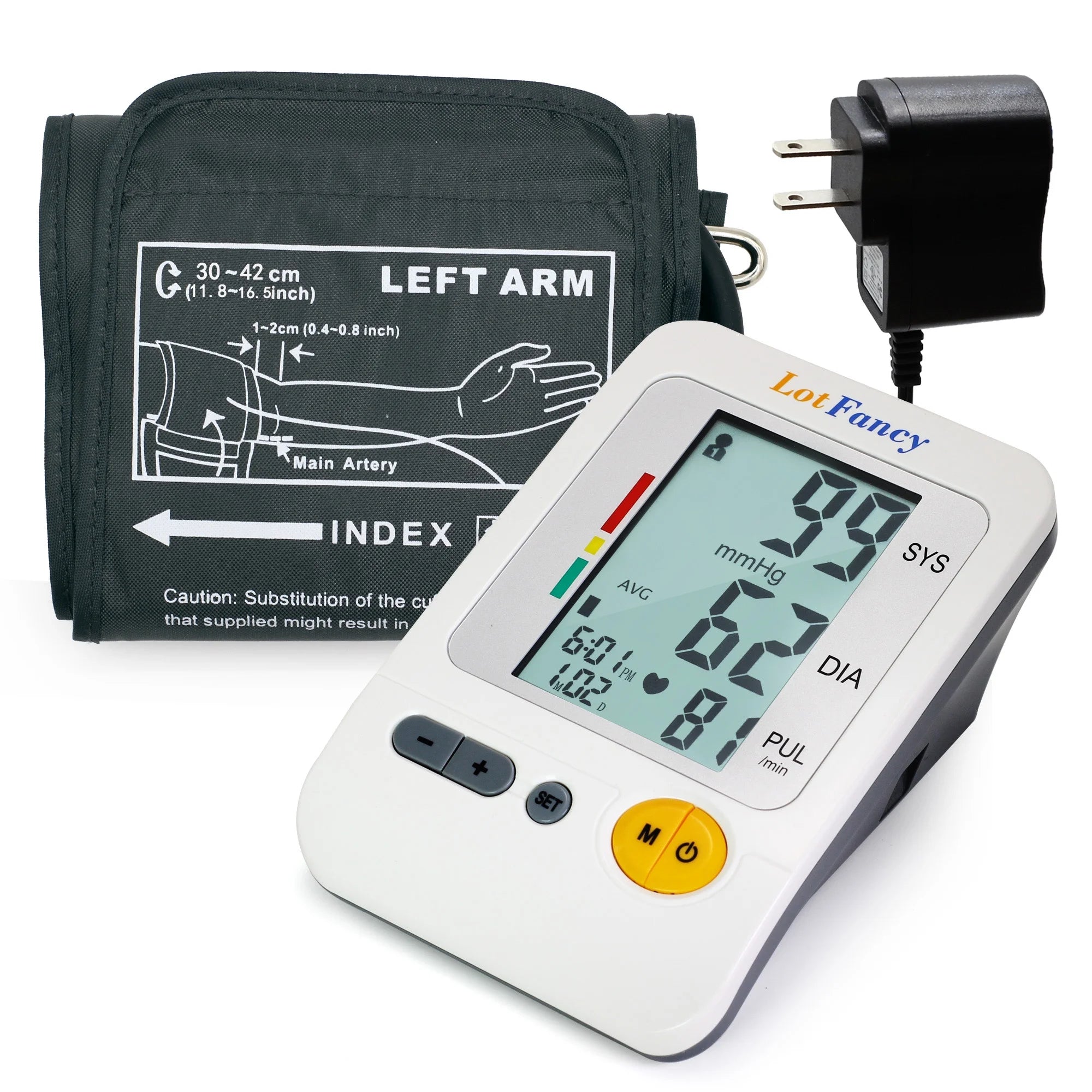 Arm Blood Pressure Monitor with Adaptor and Large Cuff, BP Digital Machine for Home Use